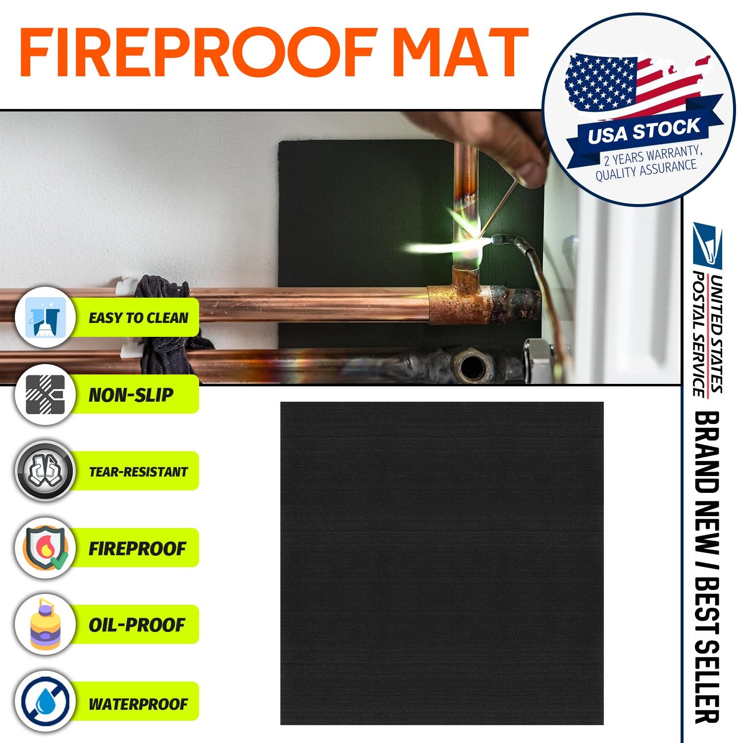 HEAT PROOF SOLDERING BRAZING WELDING PROTECTION MAT FLAME RETARDANT 7.9”x7.9”