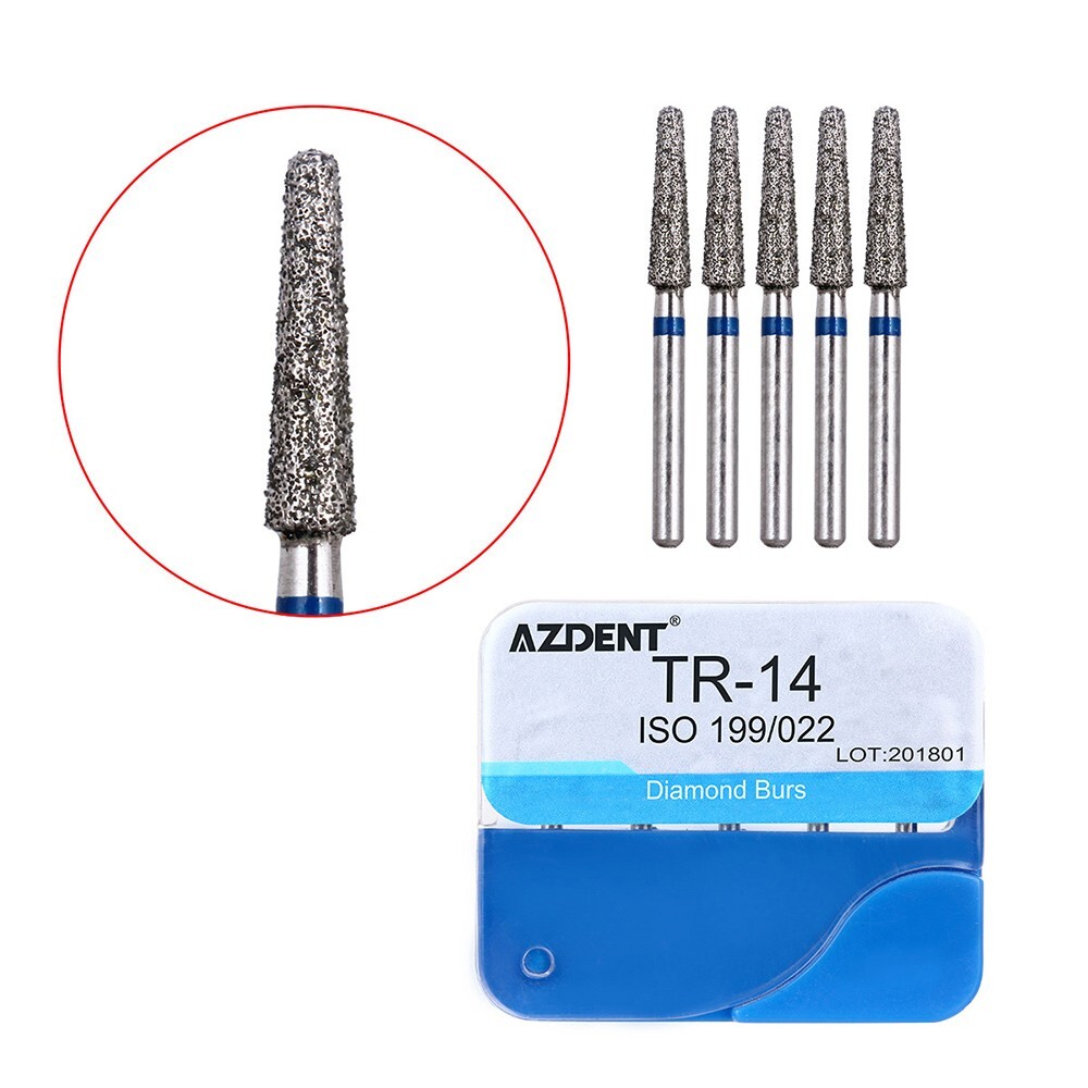 100Pcs AZDENT Dental Diamond Burs High Speed Handpiece Friction Grip 20 Types