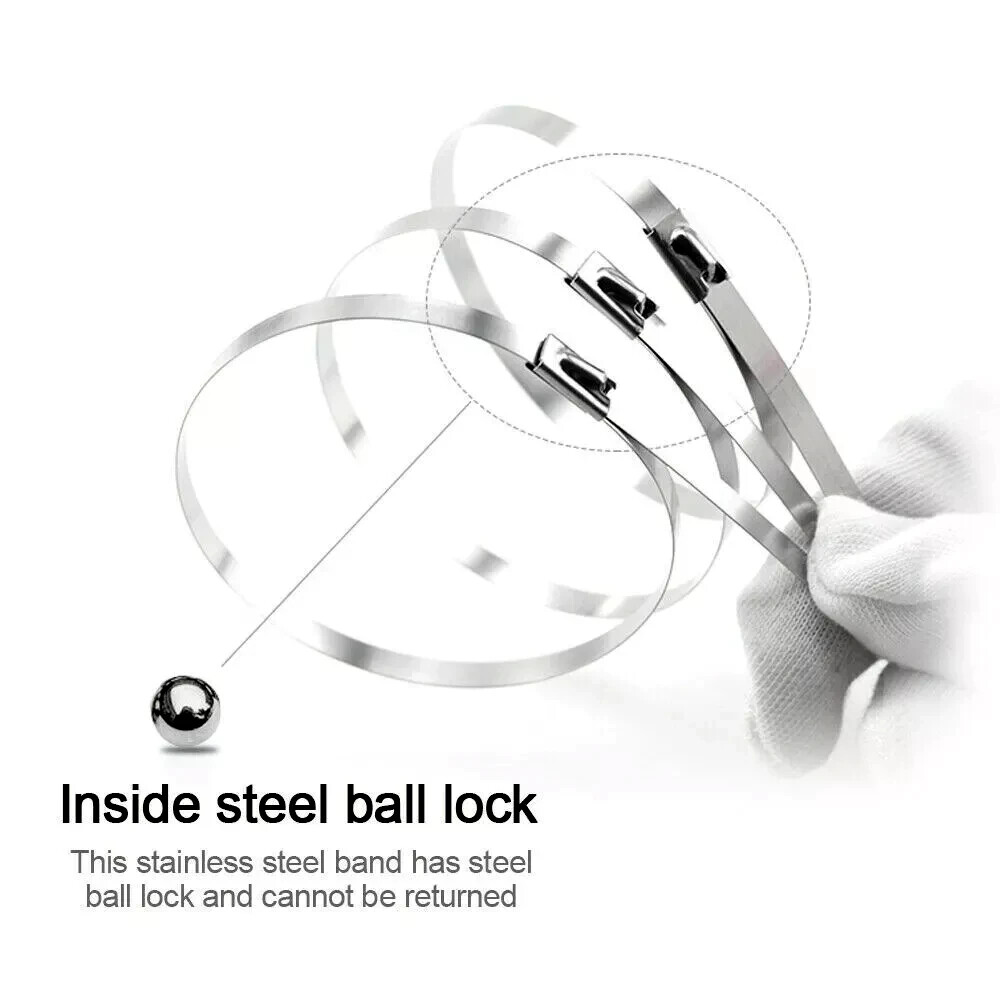 100-36″ 304 Stainless Steel Metal Zip Ties Self Locking Heavy Duty (4.6mm) Cable