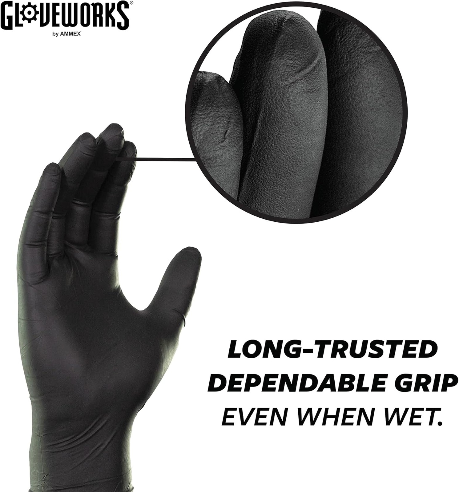 Gloveworks 100-Pack 5 Mil Nitrile Disposable Powder Free Gloves, Small, Black