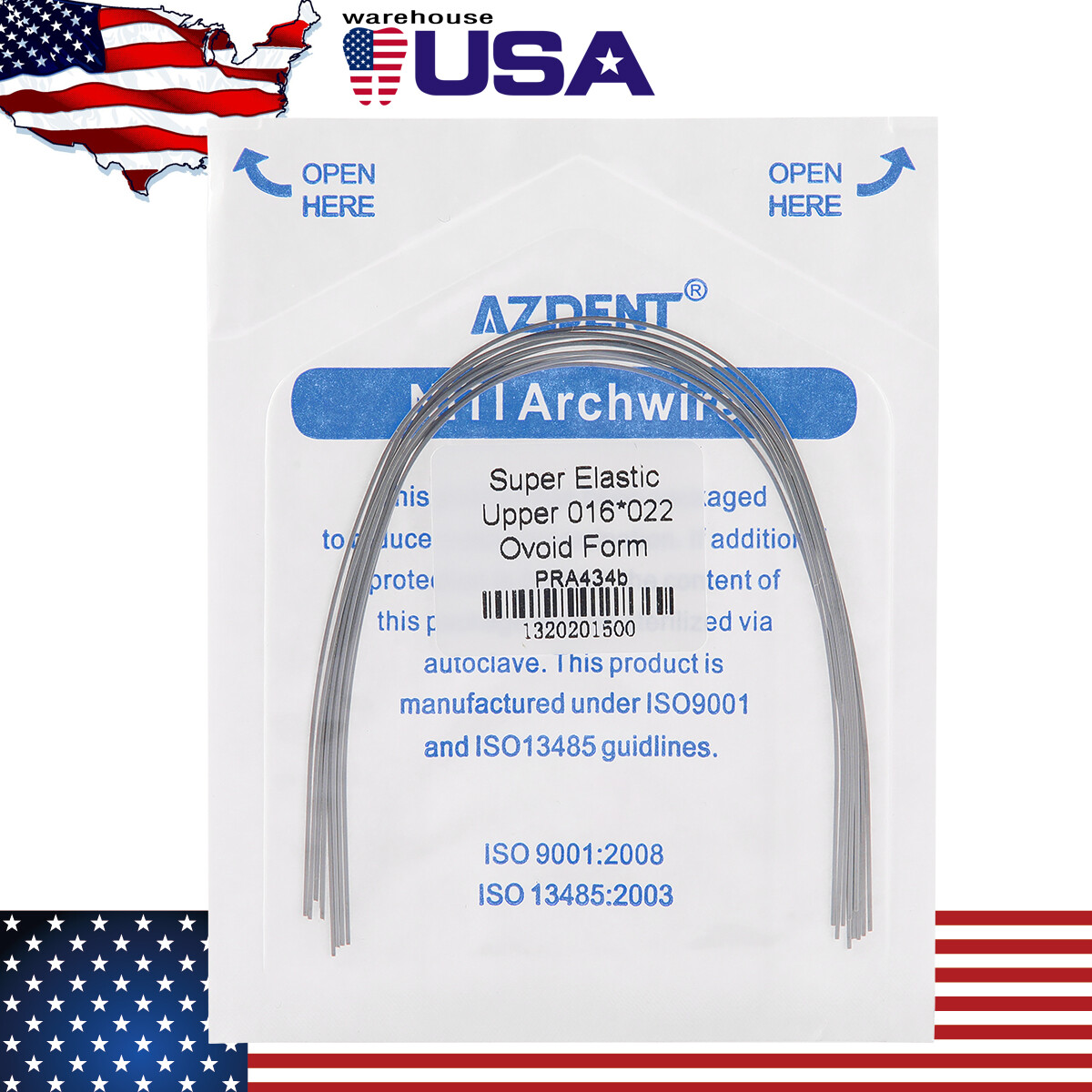 AZDENT Dental Ortho Super Elastic Rectangular Arch Wire Niti Ovoid upper/Lower