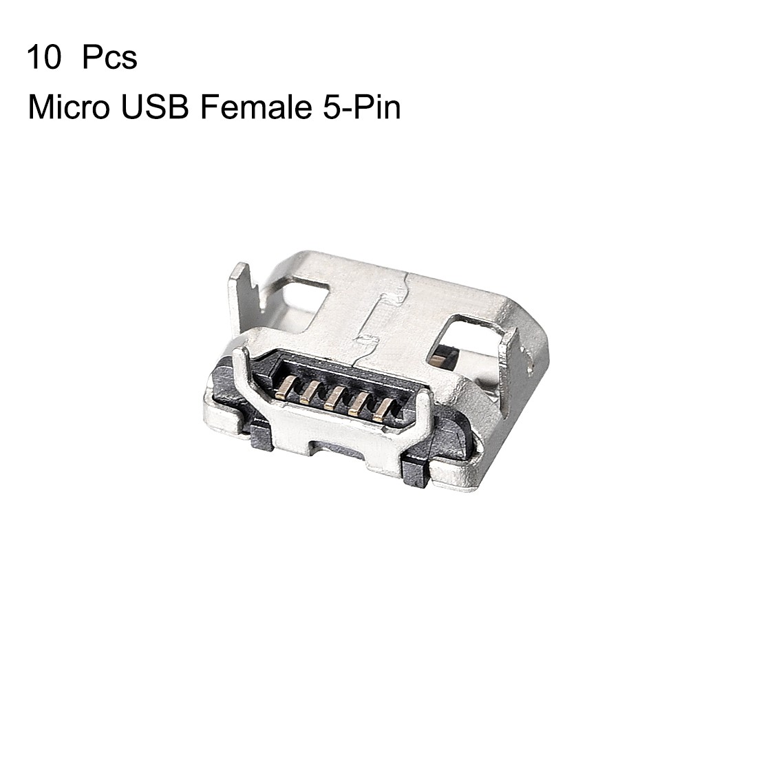 10PCS Micro USB Female Socket Connector,Jack Port 5-Pin DIP 180 Degree Adapter