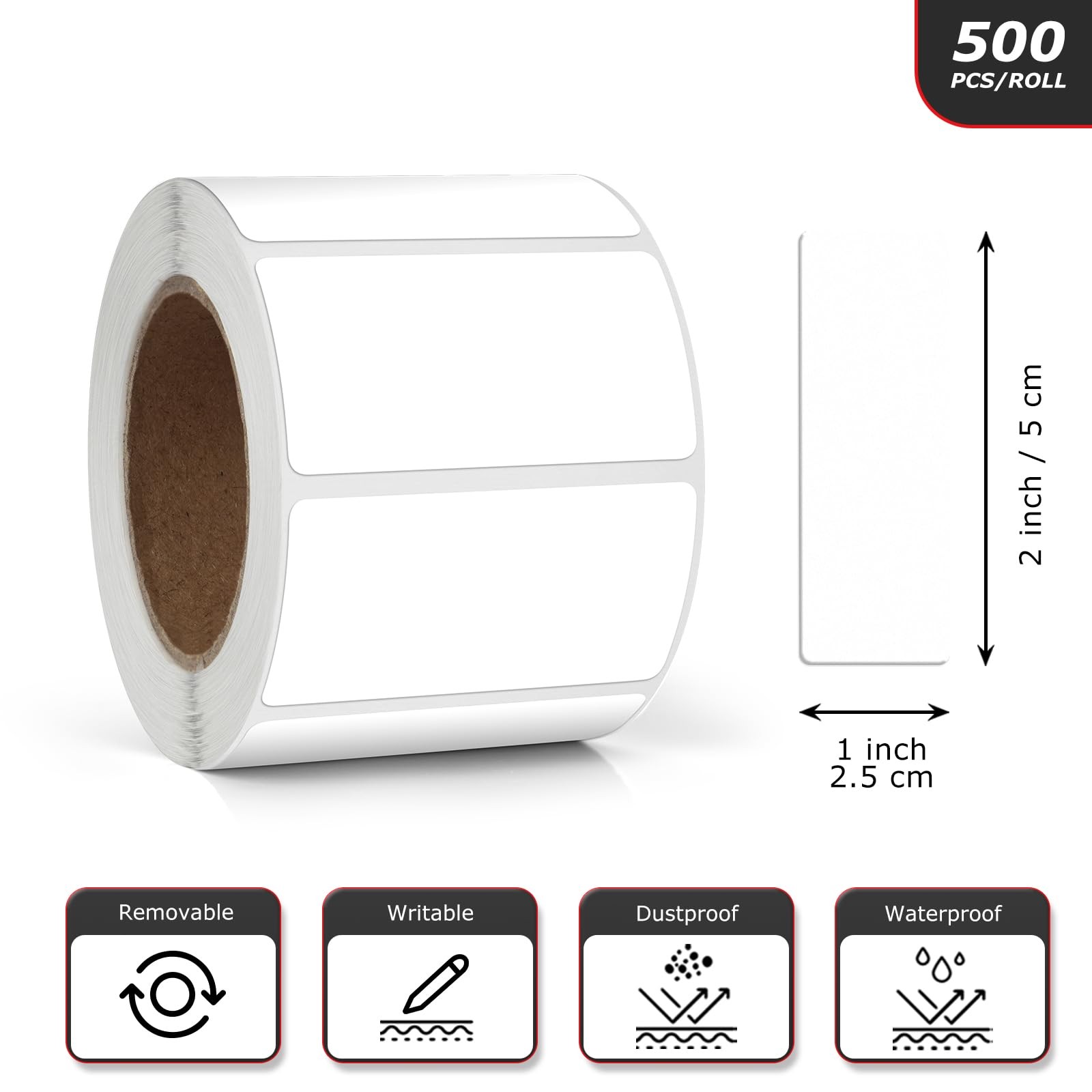 Meitaat White Rectangle Stickers 2 x 1 Inch Color Coding 2 x 1 inch,