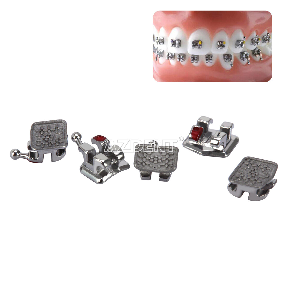 Dental Orthotic MIM Monoblock Metal Bracket Braces Mini Roth / MBT.022 Hooks 345