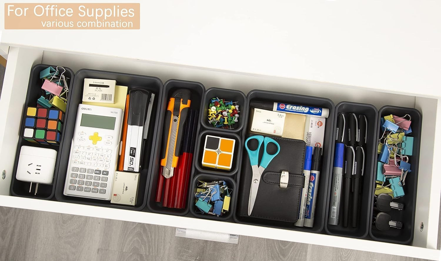 15 PCS Interlocking Desk Drawer Organizer Separator for Office,Bathroom,Kitchen,