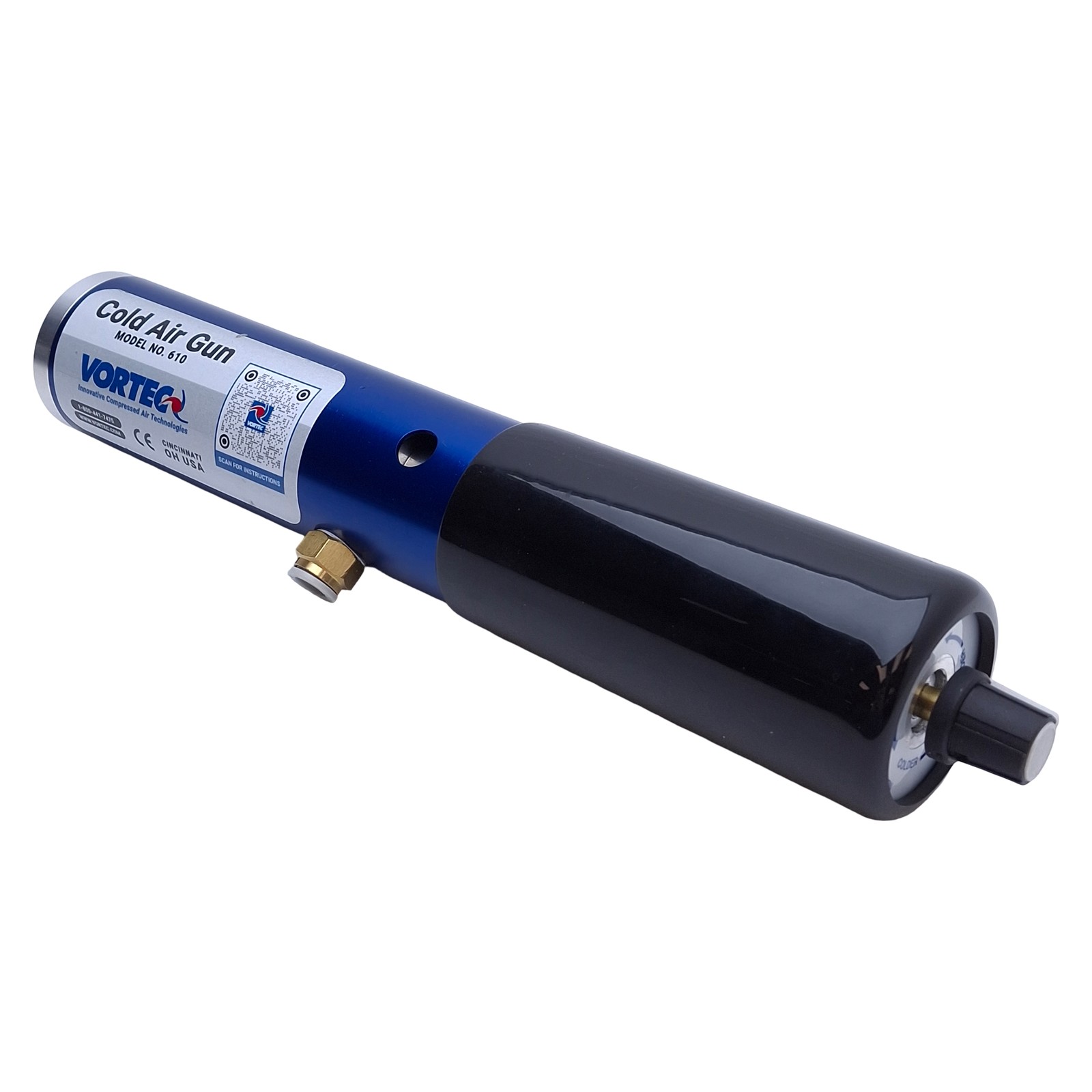 Vortec 610 Adjustable Cold Air Gun, 900 BTU/hr Cooling, -10°F, 1/4″ NPT, 15 SCFM