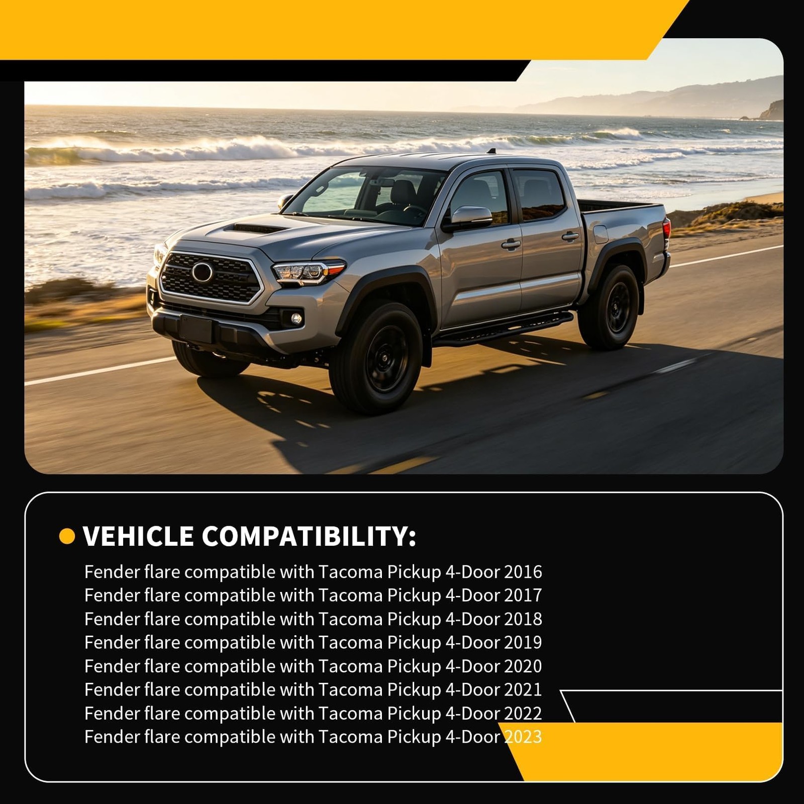 Fender Flares Mudguards for 2016-2023 Tacoma Front Rear 4pcs Kit TO1290109