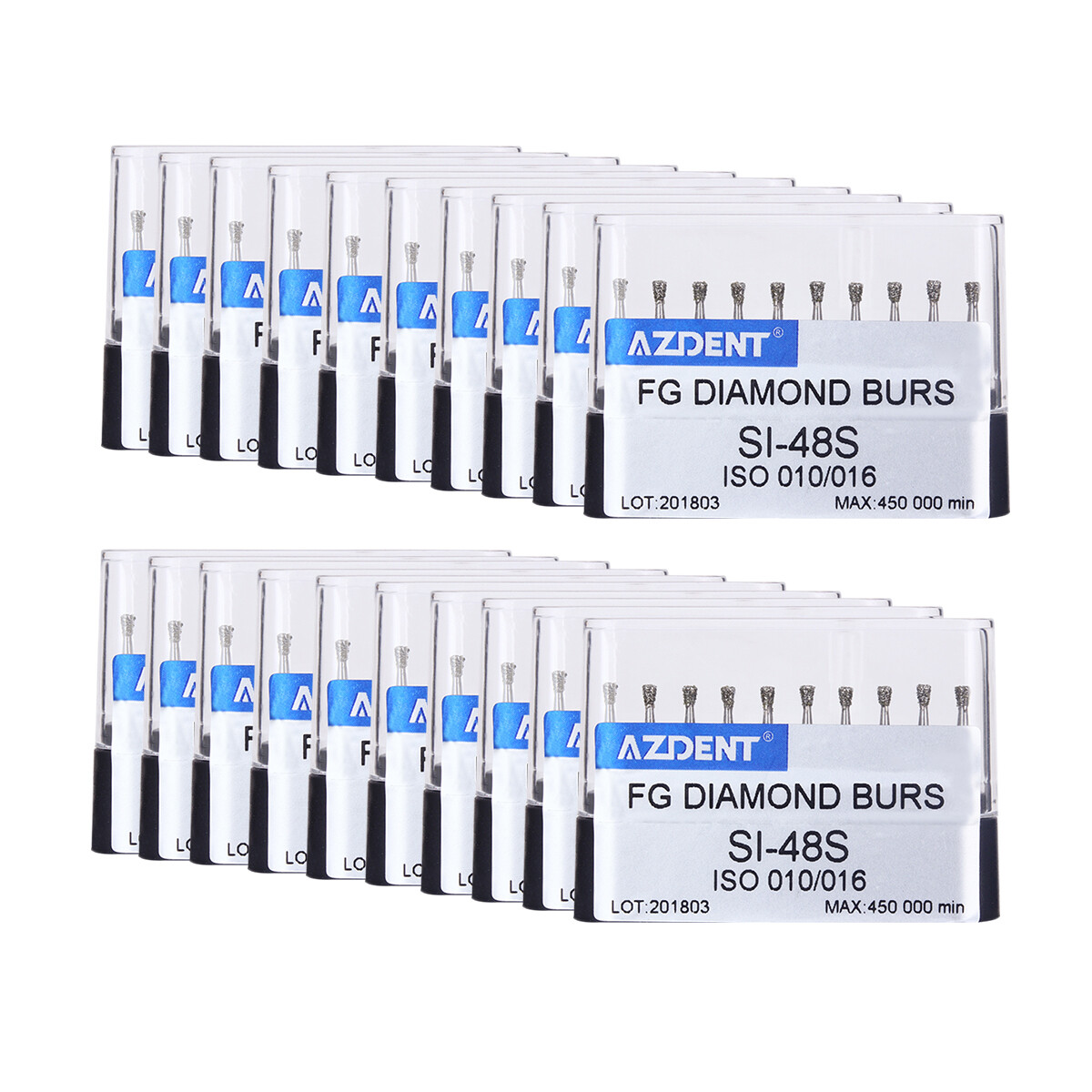 10pc/Kit Dental Diamond Bur Tips Set Drills Burs fit High Speed Handpiece AZDENT