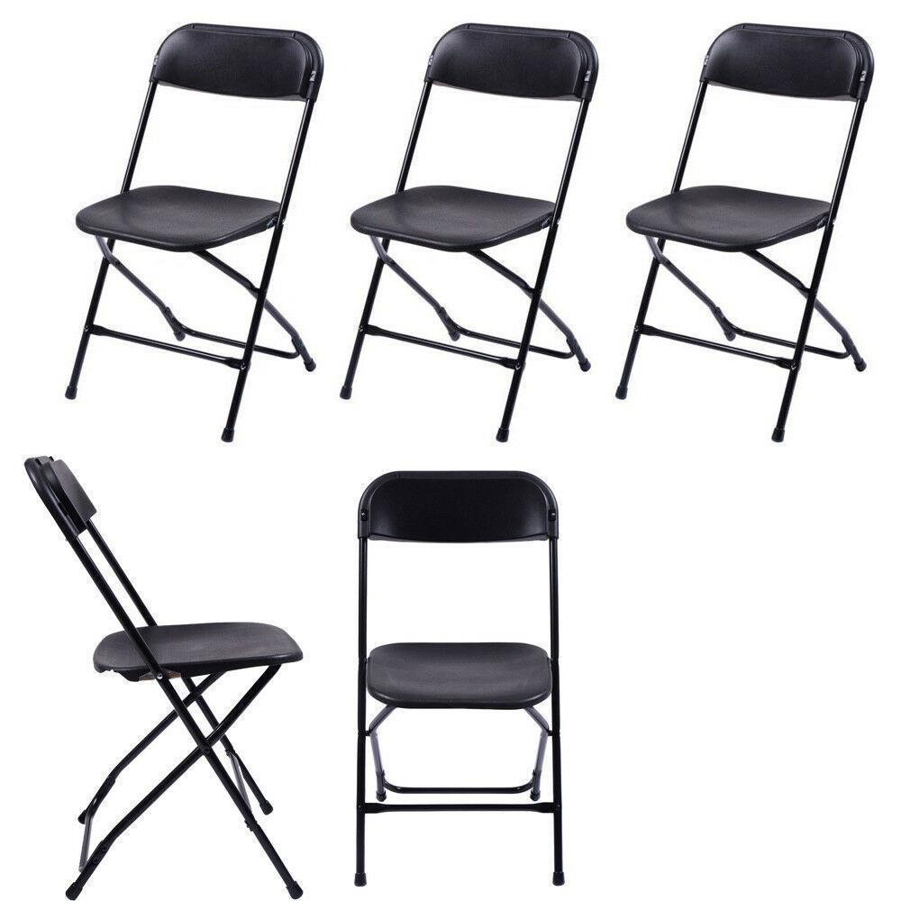 12 PCS Folding Plastic Chair Wedding Party Outdoor Indoor 360 LBS Capacity Black