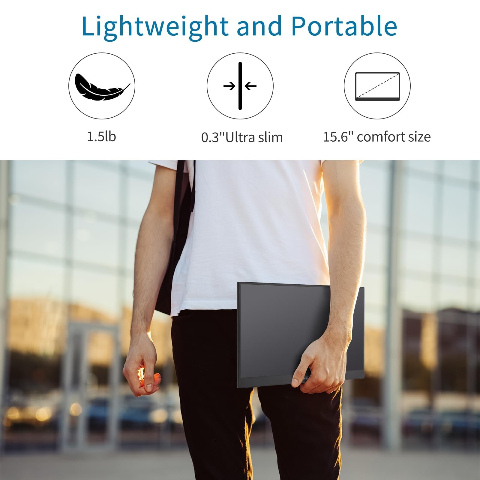 Portable Monitor Touchscreen 15.6″, 1920×1080 60Hz FHD IPS HDR 10-Point Touch…