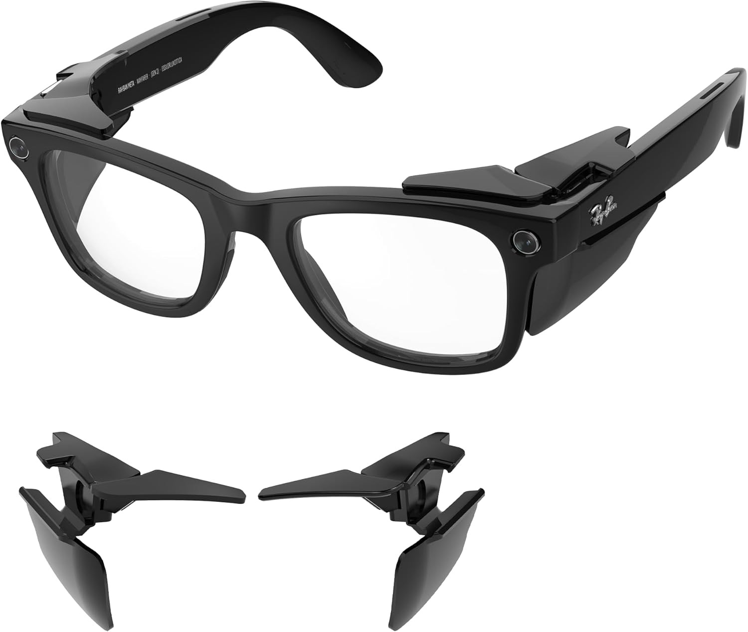 Hibloks Full Coverage Safety Glasses Black Side Shields for Ray-Ban Meta Gen 1 &