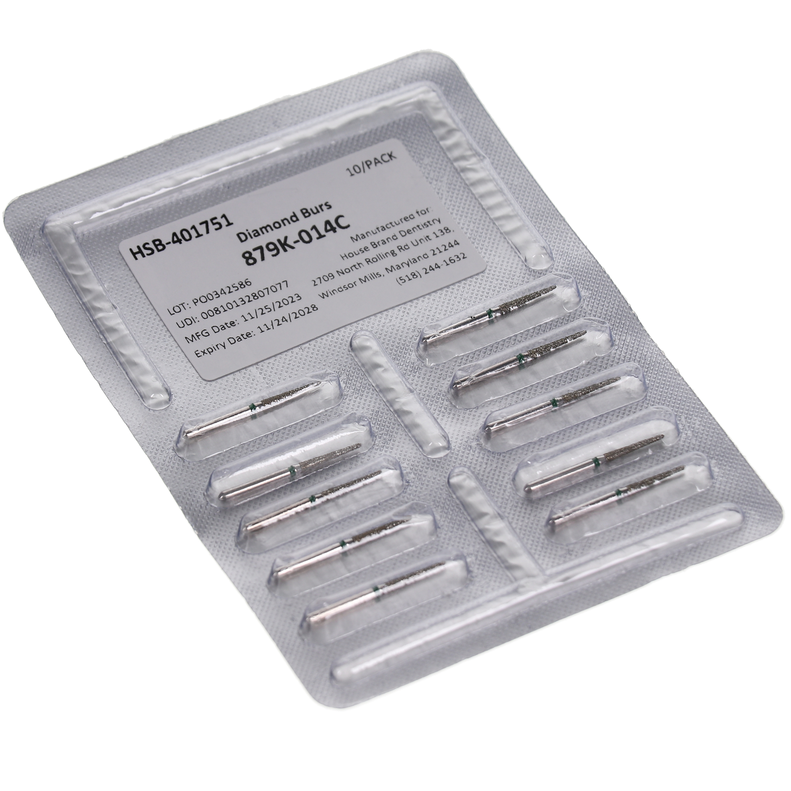 House Brand Dentistry FG 879K-014C Gingival Curettage Coarse Diamond Burs 10/Pk