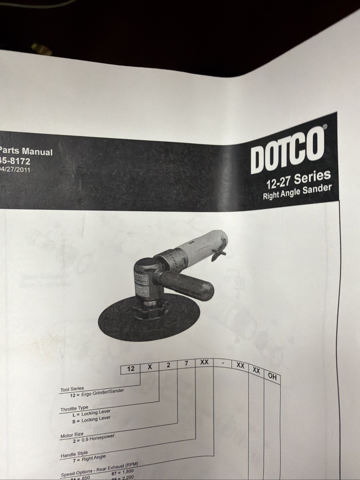DOTCO 12L2788-80 Right Angle Grinder/sander. New