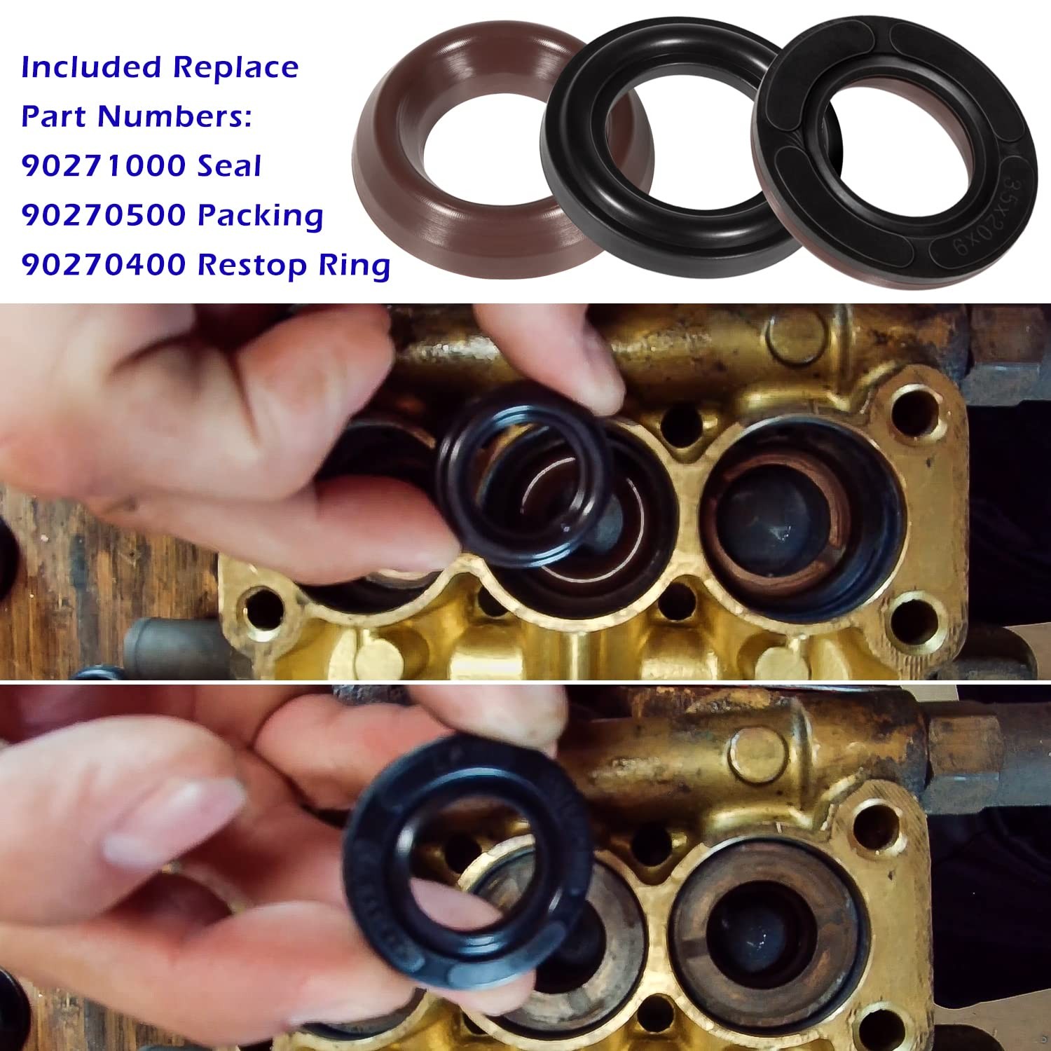9Pcs General Pump K69 Packing Kit 20mm, Repair Kit fits GP K69 Interpump TS2021