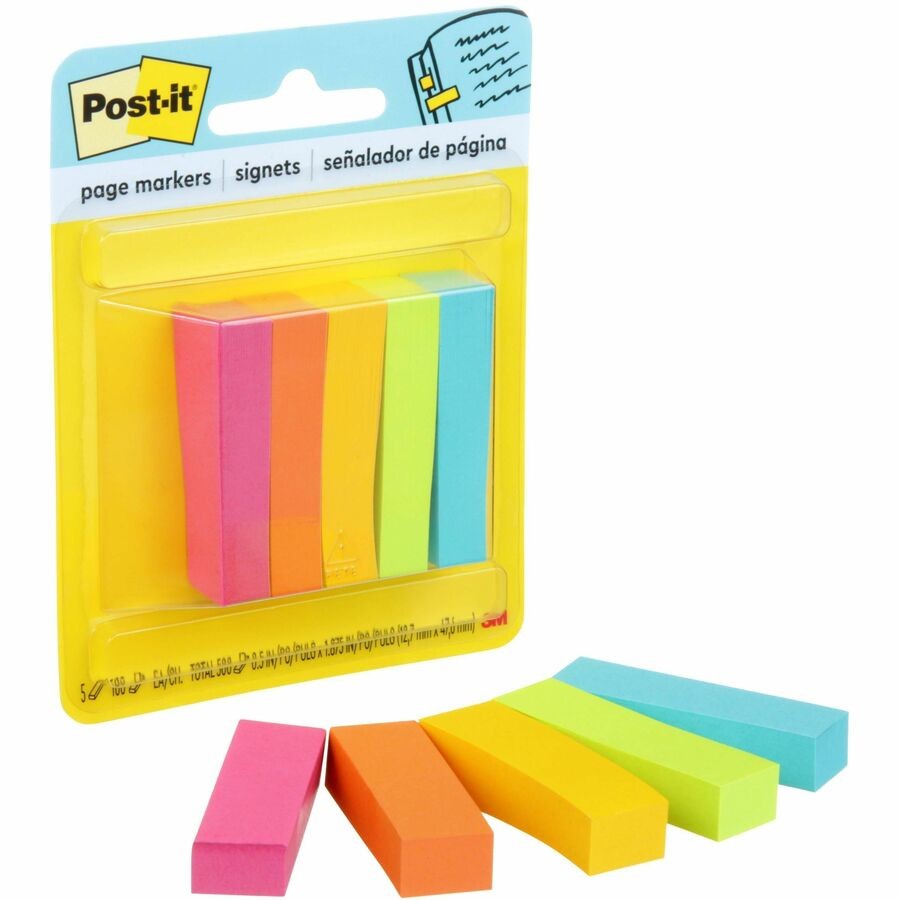3M 6705AN Post-it Page Marker Flags Assorted 0.5″ x 2″ 5 Pack