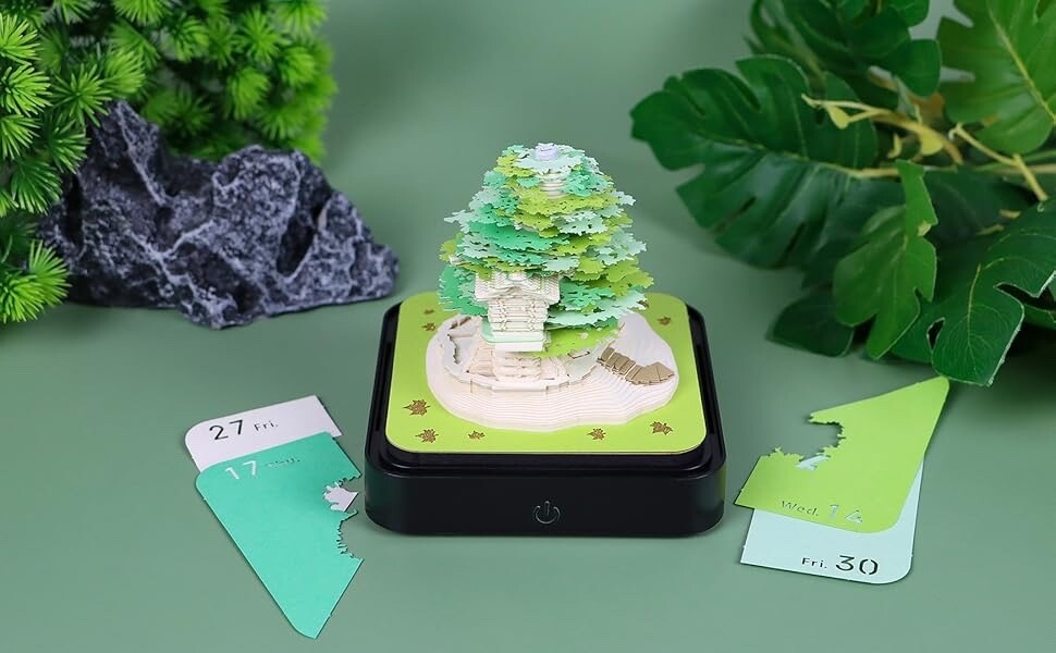 3D Art Calendar Memo Pad 2024, Creative Time Piece Calendar Sakura Tree Rip Away
