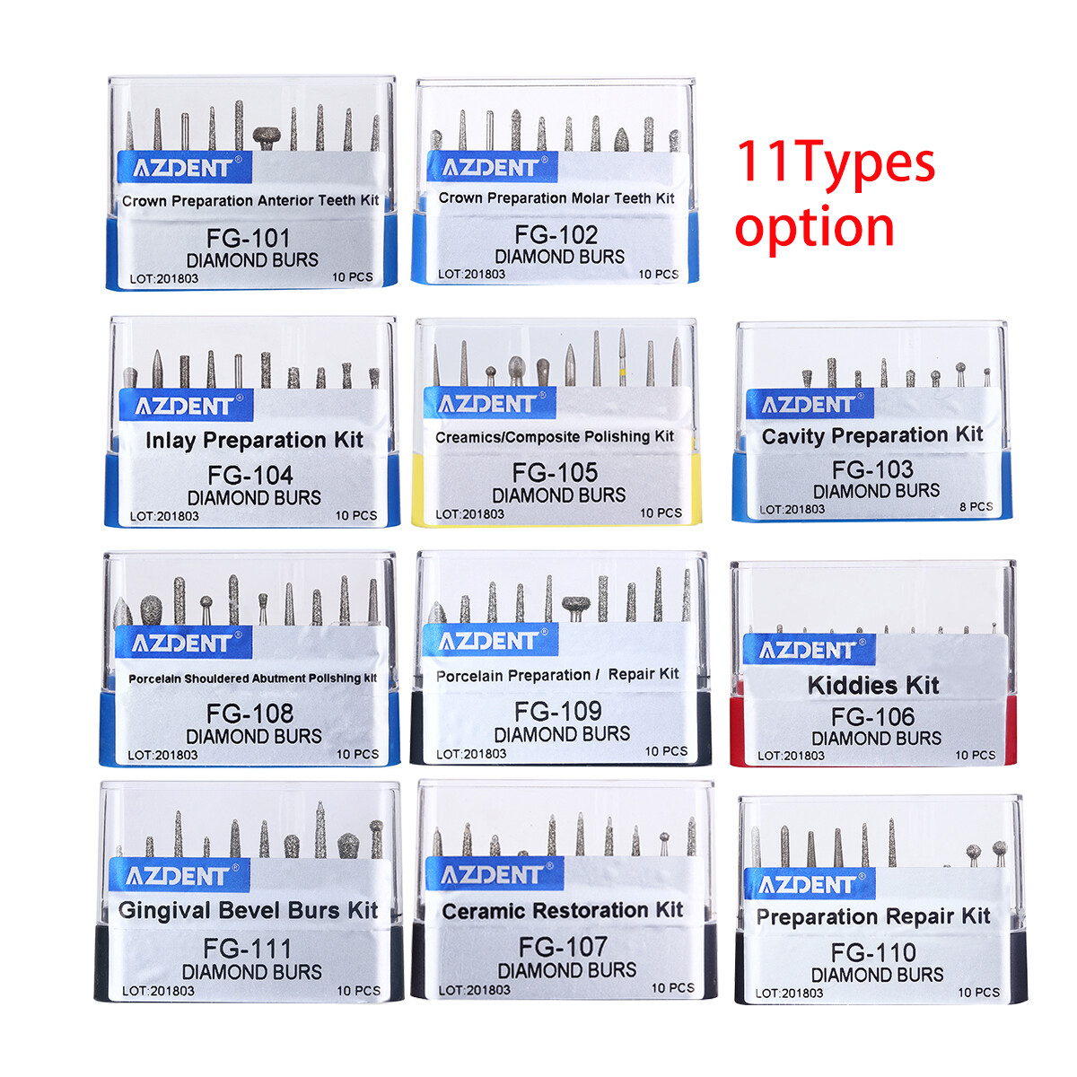 100Pcs AZDENT Dental Super Coarse Diamond Burs FG for High Speed Handpiece
