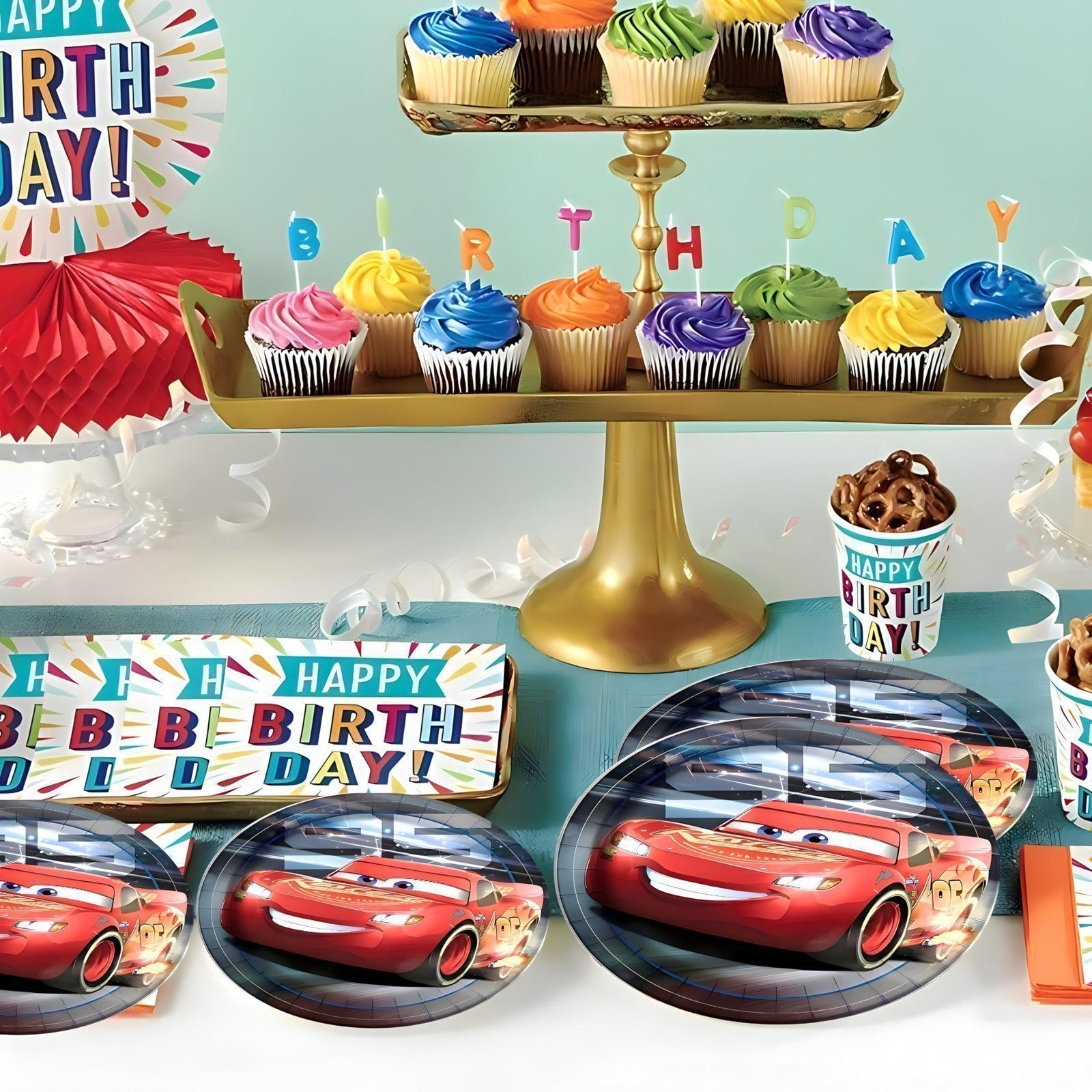 Disney Cars Round Dinner Paper Plates 9 Inch 8 Count – Disposable Party…