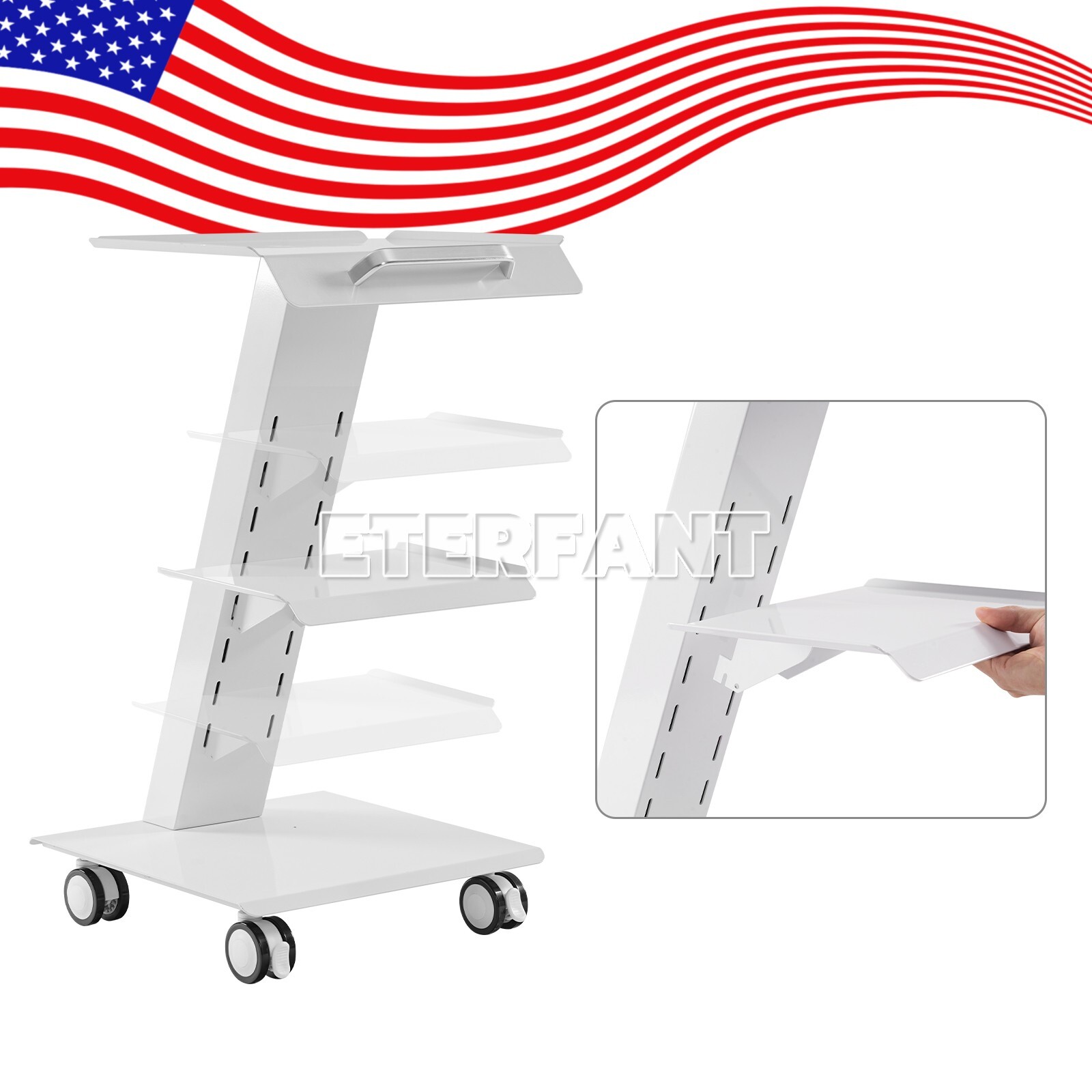 Dental 3 Layer Medical Cart Trolley Tool/5 Drawers Rolling Storage Cart+Socket