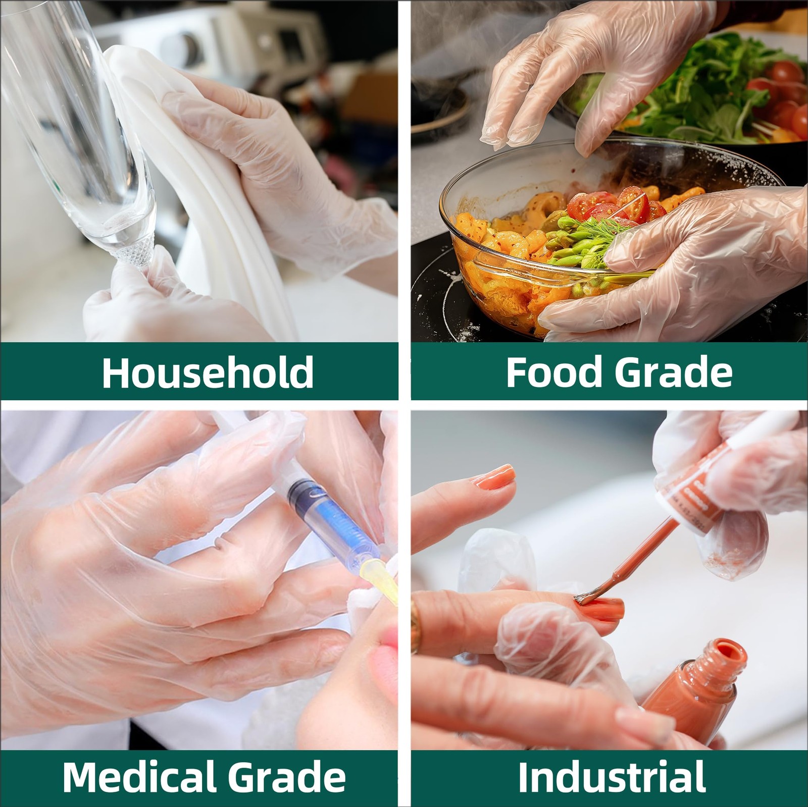 Supmedic Vinyl Disposable Exam Gloves, Clear 4 Mil Medium, 100 Medium (Clear)