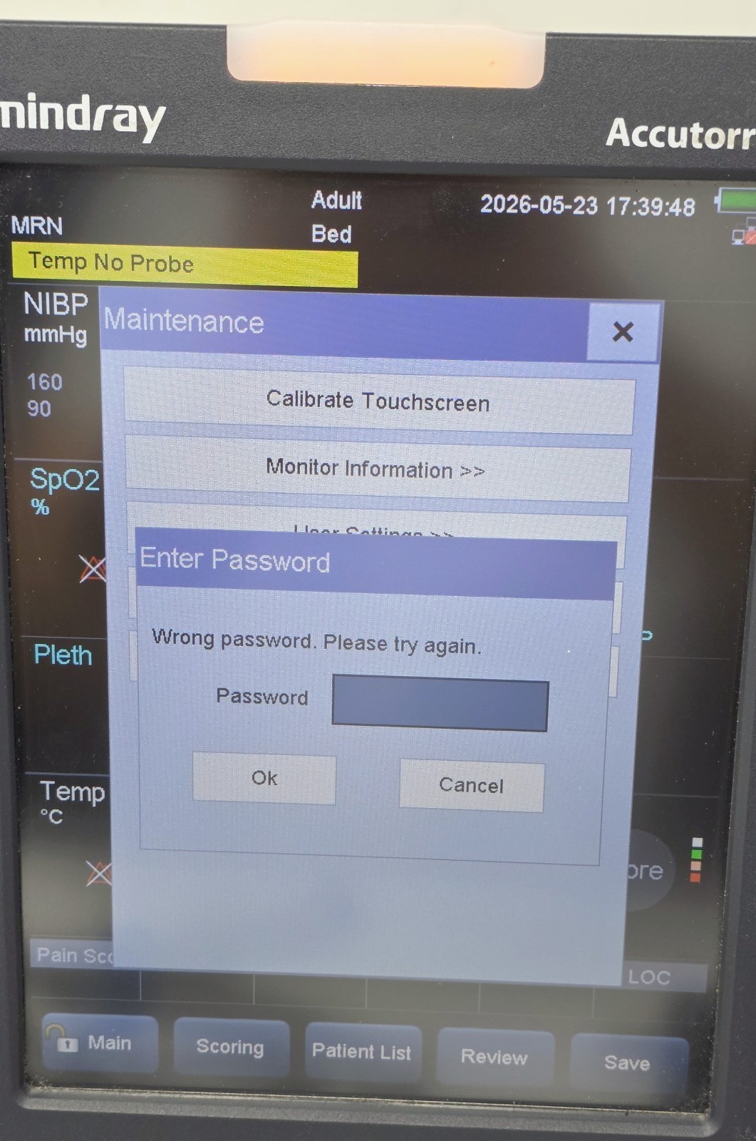 Mindray Model Number # Accutorr 7 Vital Signs Monitor Read Description