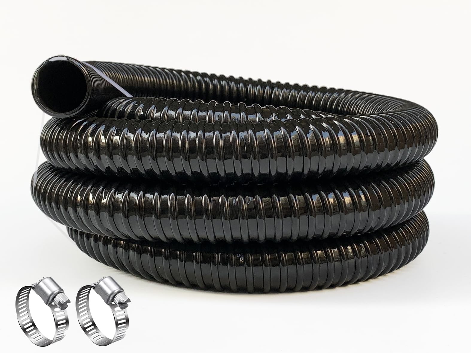 1 1/4 in ID Black Plastic Corrugated Water Pond Tubing Pipe 10 ft