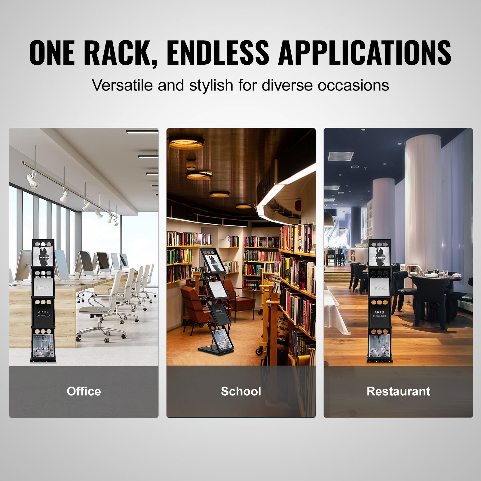 Foldable Magazine Display Rack, 4-Tier Brochure Literature Display Stand, Portab