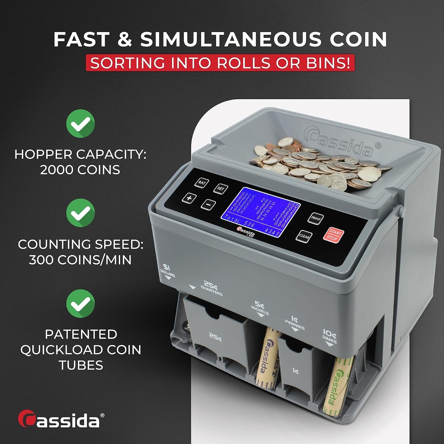 C300 USD Coin Counter with Printing Capabilities