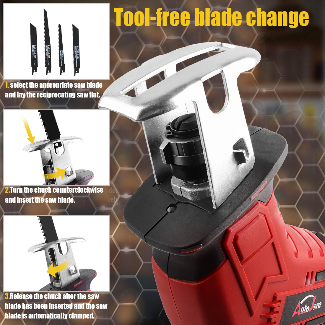 18V Brushless Cordless Reciprocating Saw 4-Blades for Milwaukee M-18 Battery