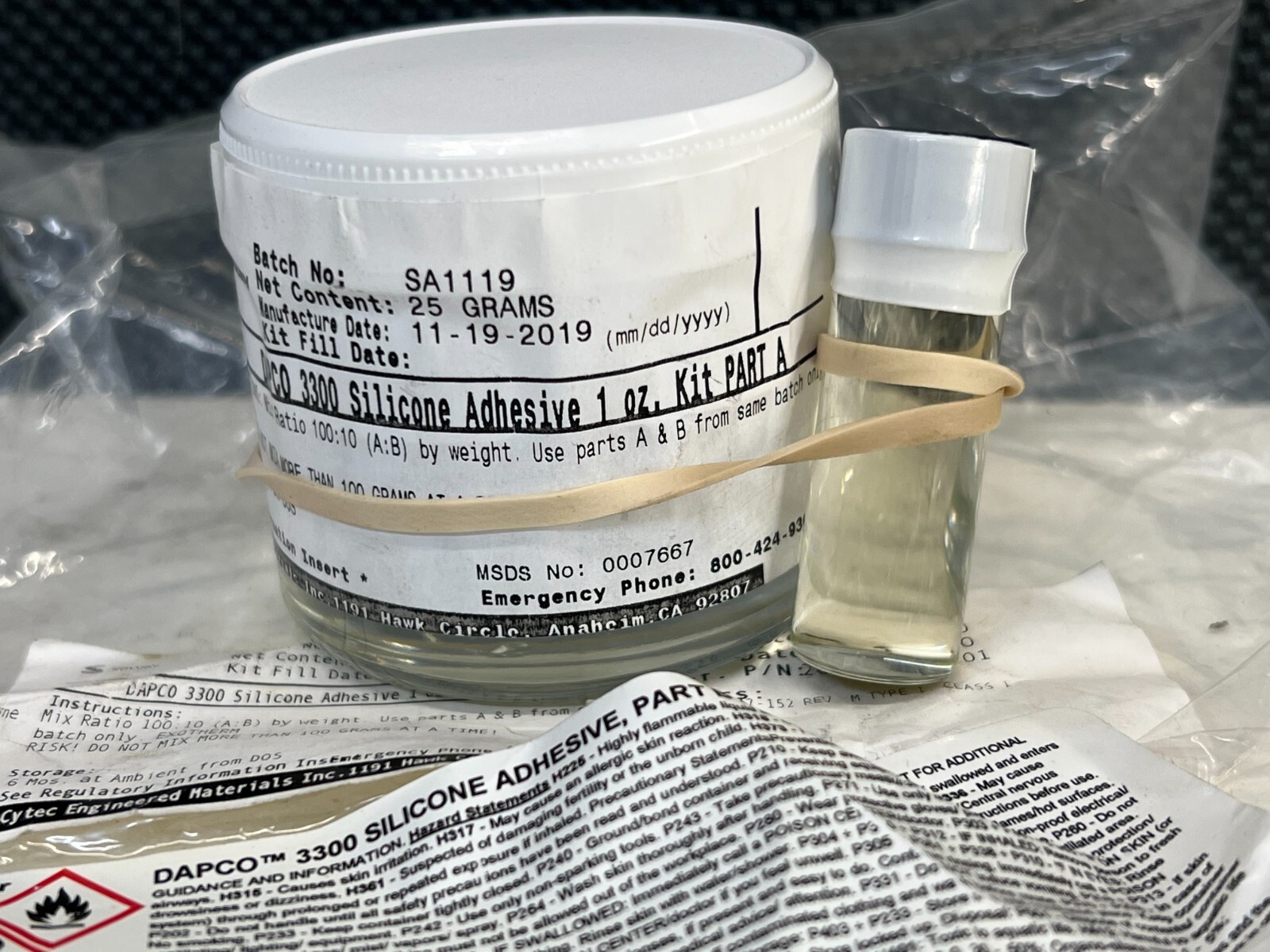 DAPCO® 3300 Low Viscosity Silicone Adhesive Clear, Aircraft Standard Specs