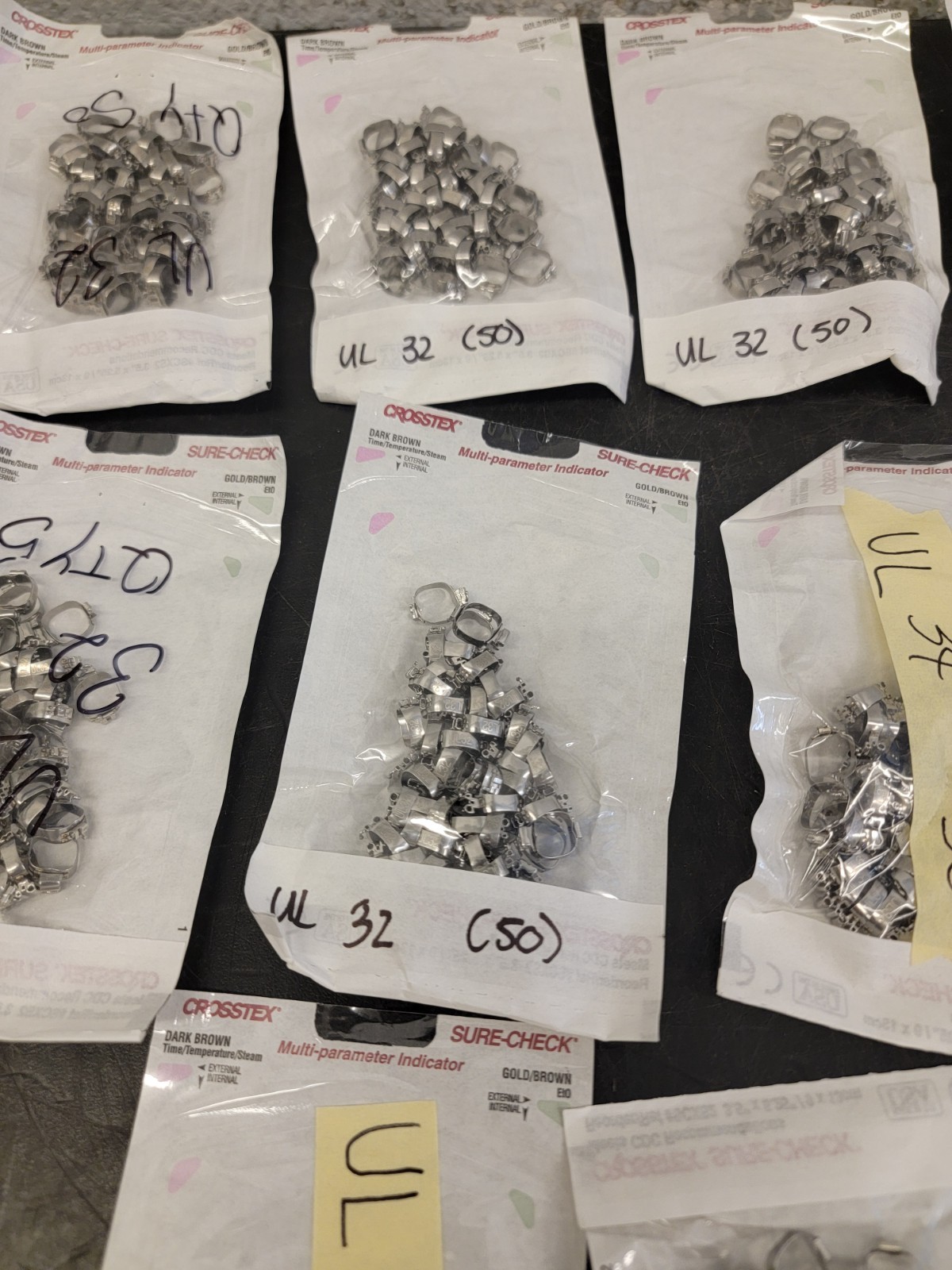 Molar Bands. Dental, Stainless, Various Sizes 300+ Count (Z13)