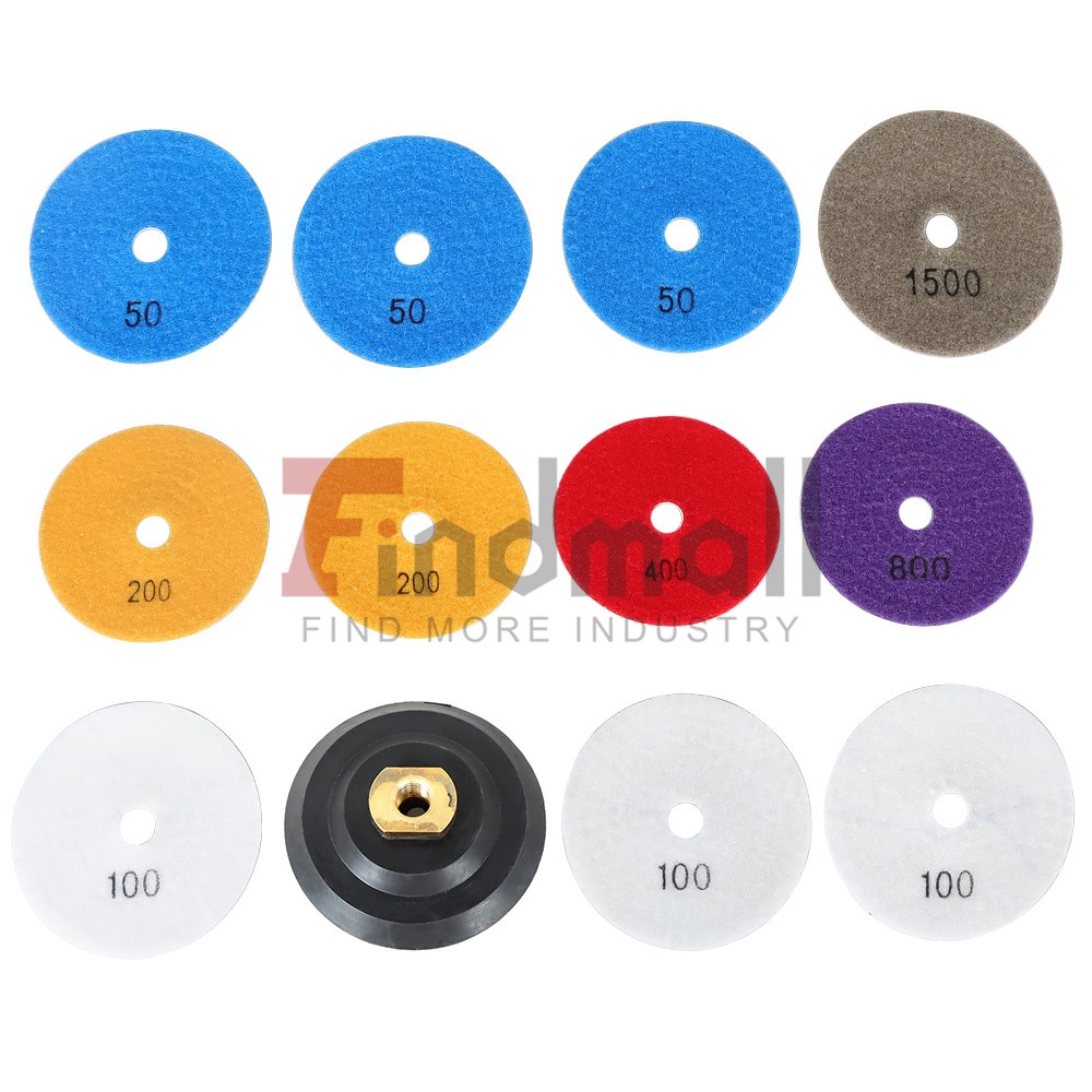 12PCS Diamond Polishing Pads Wet Dry 4 Inch Set Kit For Granite Concrete Marble