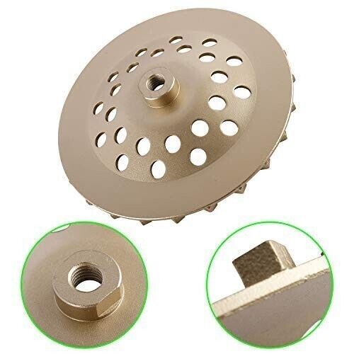 7″ Concrete Grinding Cup Wheels 24 Seg Diamond Abrasive Segments 5/8″-11 Arbor