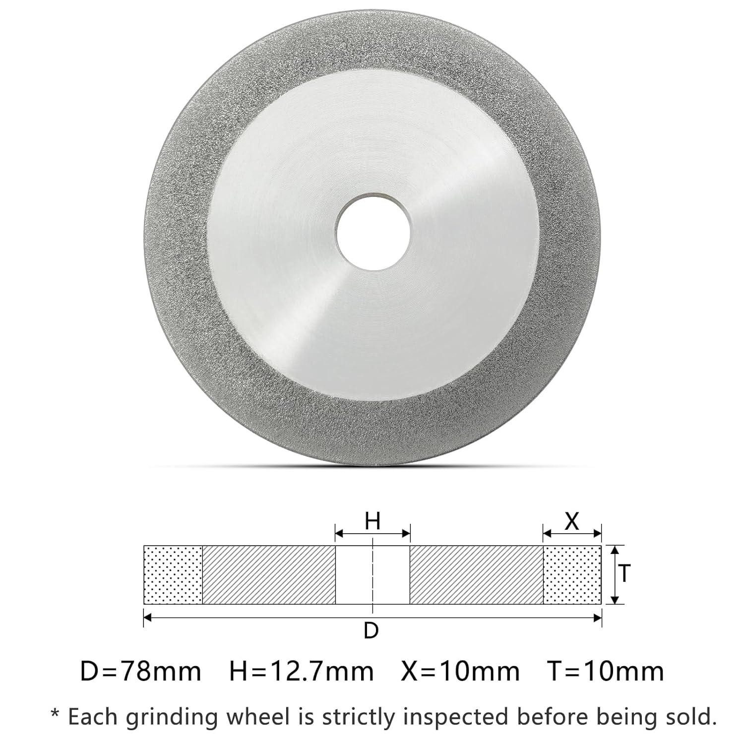 3 Inch Flat Diamond Grinding Wheel 150 Grit, 1/2″ Arbor, 10mm Wide for Grindi…