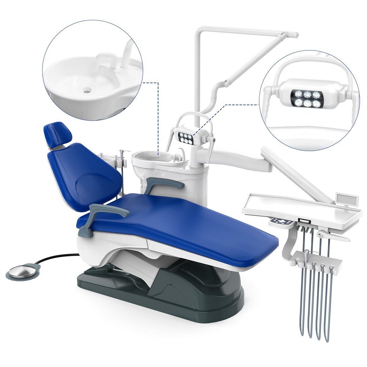 TUOJIAN Dental Unit Chair Computer Controlled DC Motor PU Hard Leather +Stool