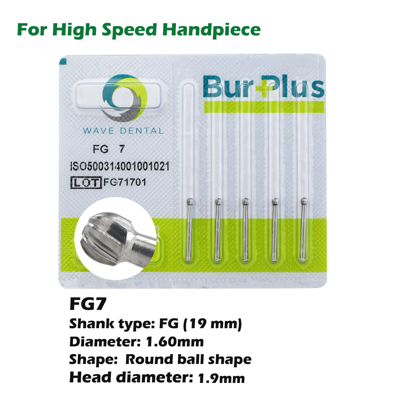 WAVE Dental Carbide Burs Round FG 1/4 1/2 2 4 6 8 Prima For High Speed Handpiece