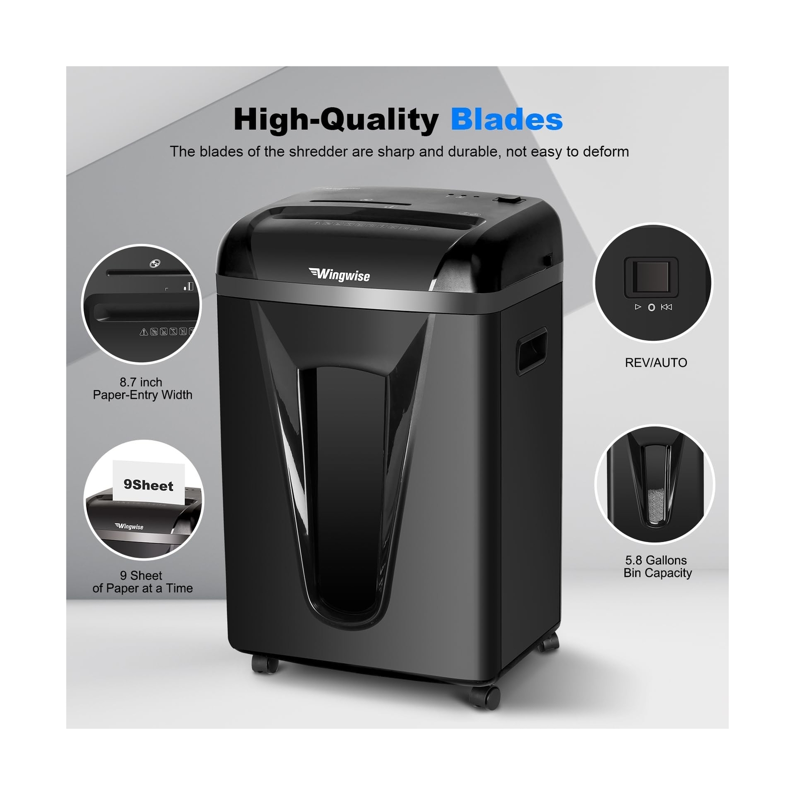 58dB Quiet Paper Shredder for Home Office, P-5 Micro Cut High Security, 5.8 G…