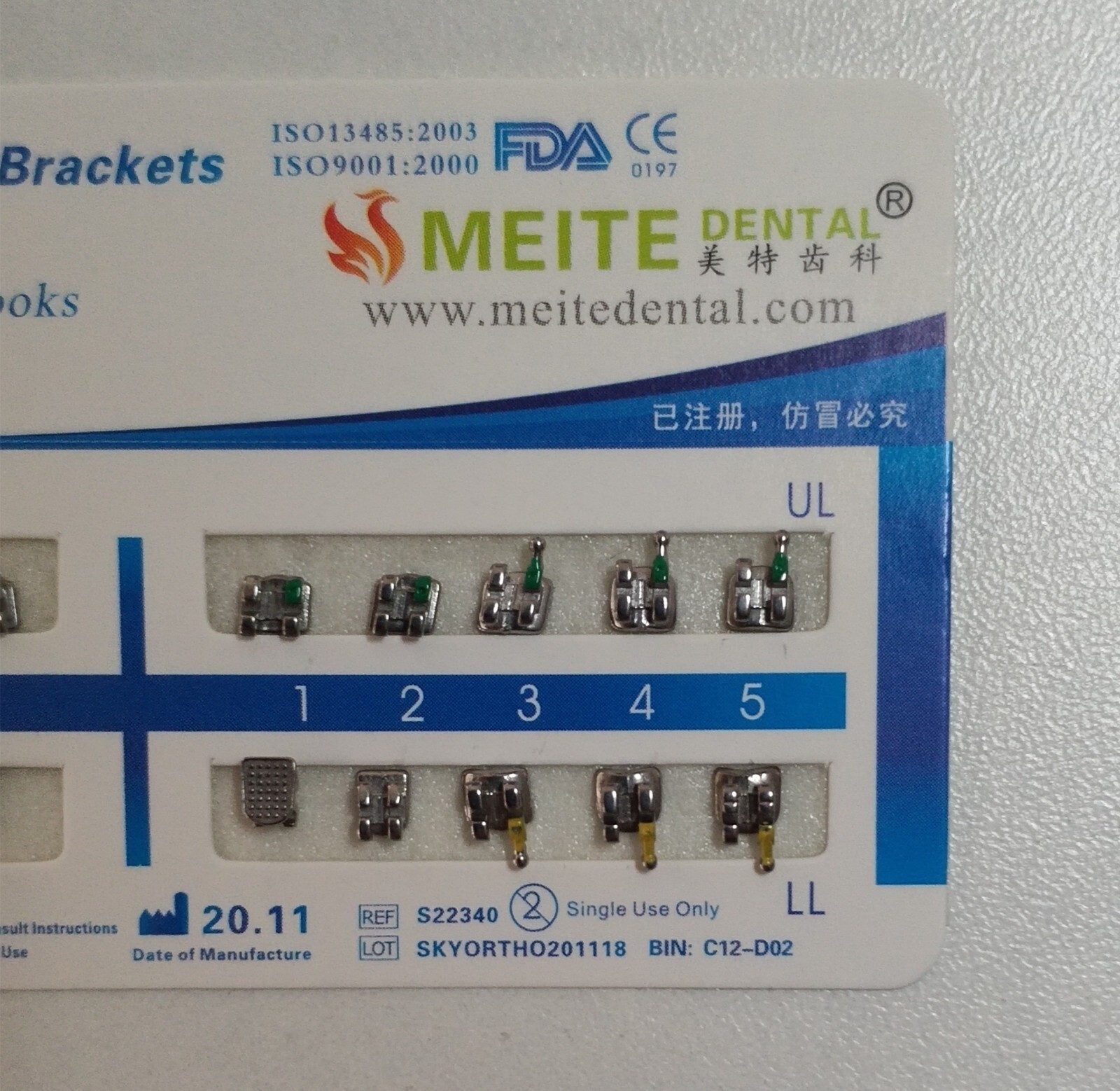 10 Sets Dental Orthodontic Bracket MIM Monoblock Mini Roth/MBT 022/018 345 Hooks
