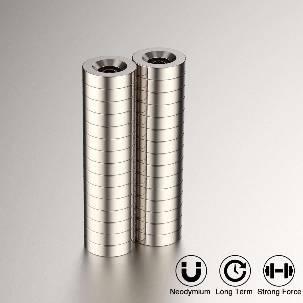 10/20/50 Strong Countersunk Ring Magnets 1/2″x1/8″ Hole 4mm Rare Earth Neodymium