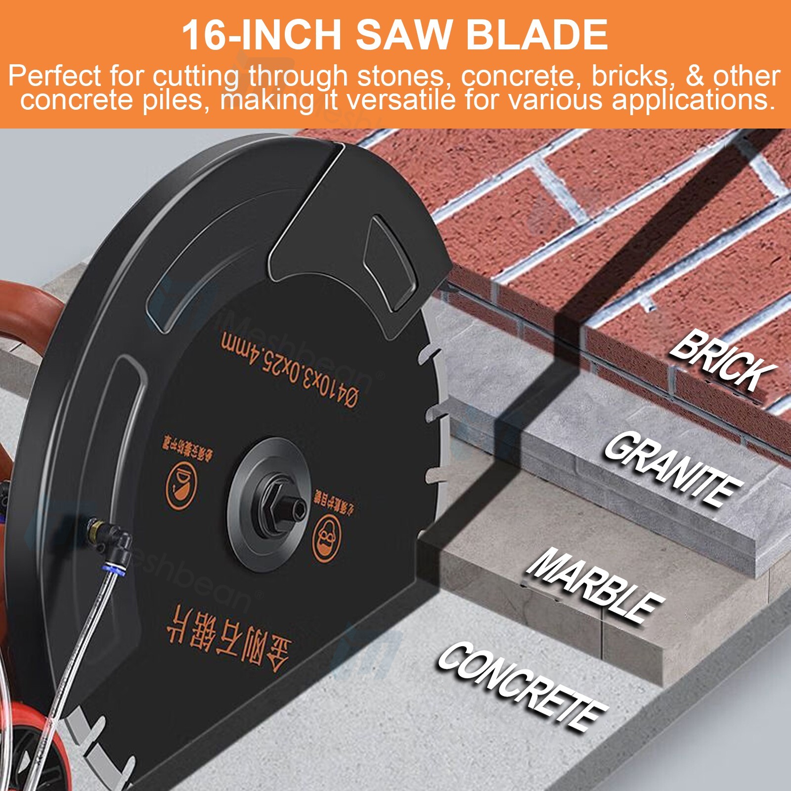 16” Electric Concrete Saw Wet/Dry Saw Cutter with Water Pump and Blade 3200W US