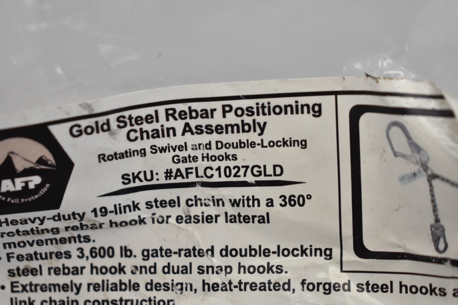 AFP Gold Steel Rebar Positioning Chain Assembly Rotating Swivel Double Lock