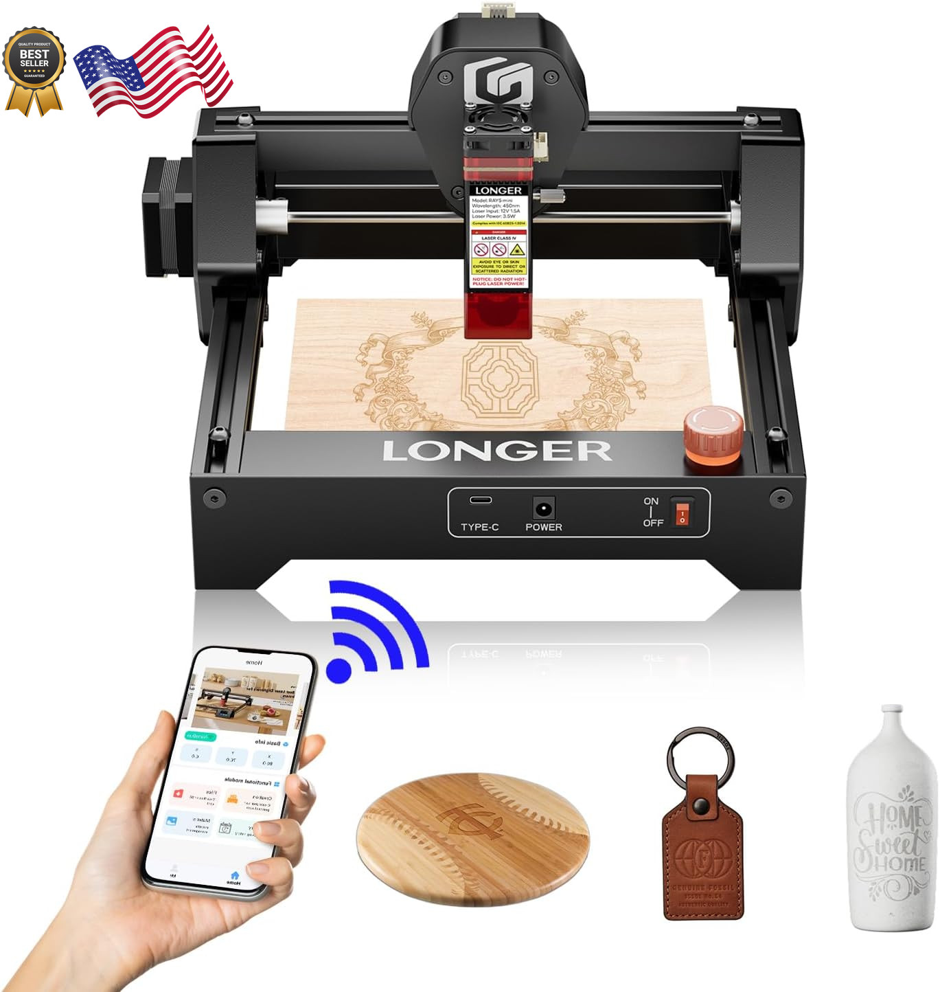 Ray5 Mini Laser Engraver 12000Mm/Min High-Speed Cutter for Wood Metal Acrylic