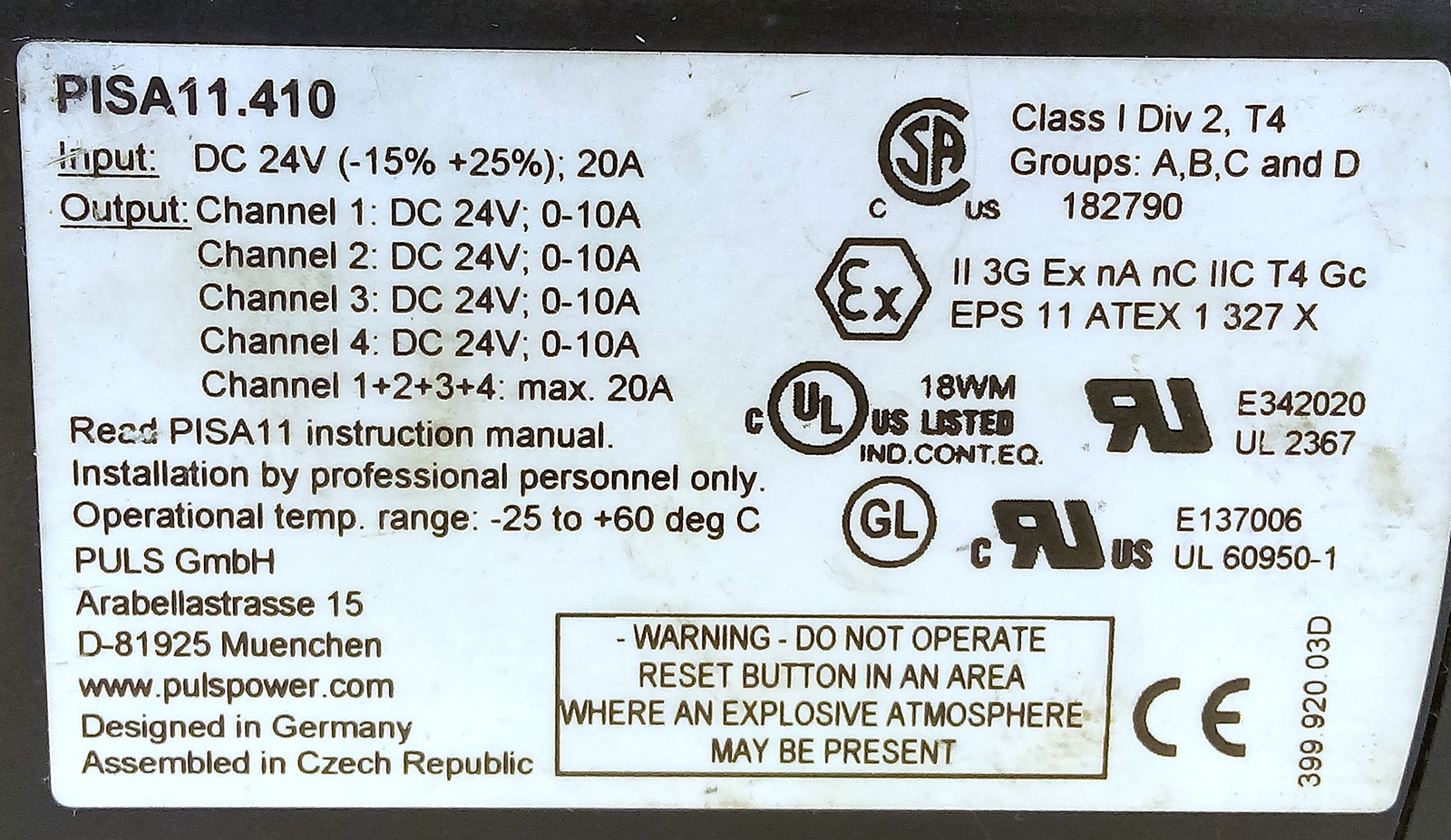 PULS PISA11.410 PLC Protection Module