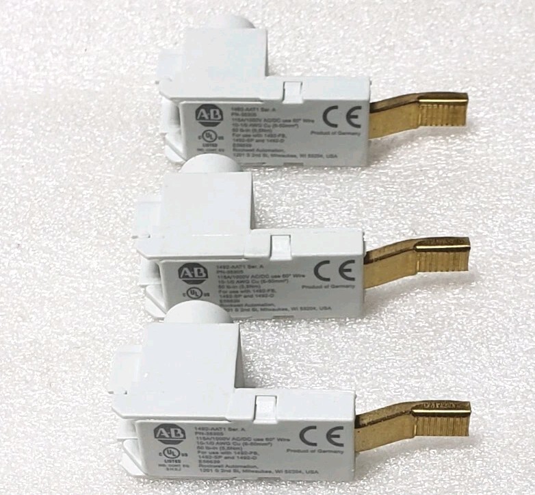 3 Pcs. – Allen Bradley 1492-AAT1 Series A Terminal Power Feed, Offset Bus Bar