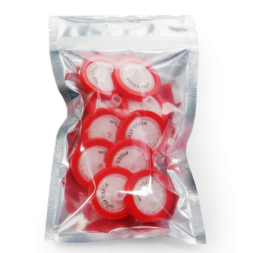 1000PCS HPLC PTFE Syringe Filters Membrane Wheel Red 0.45μm 25mm Lab Hydrophobic