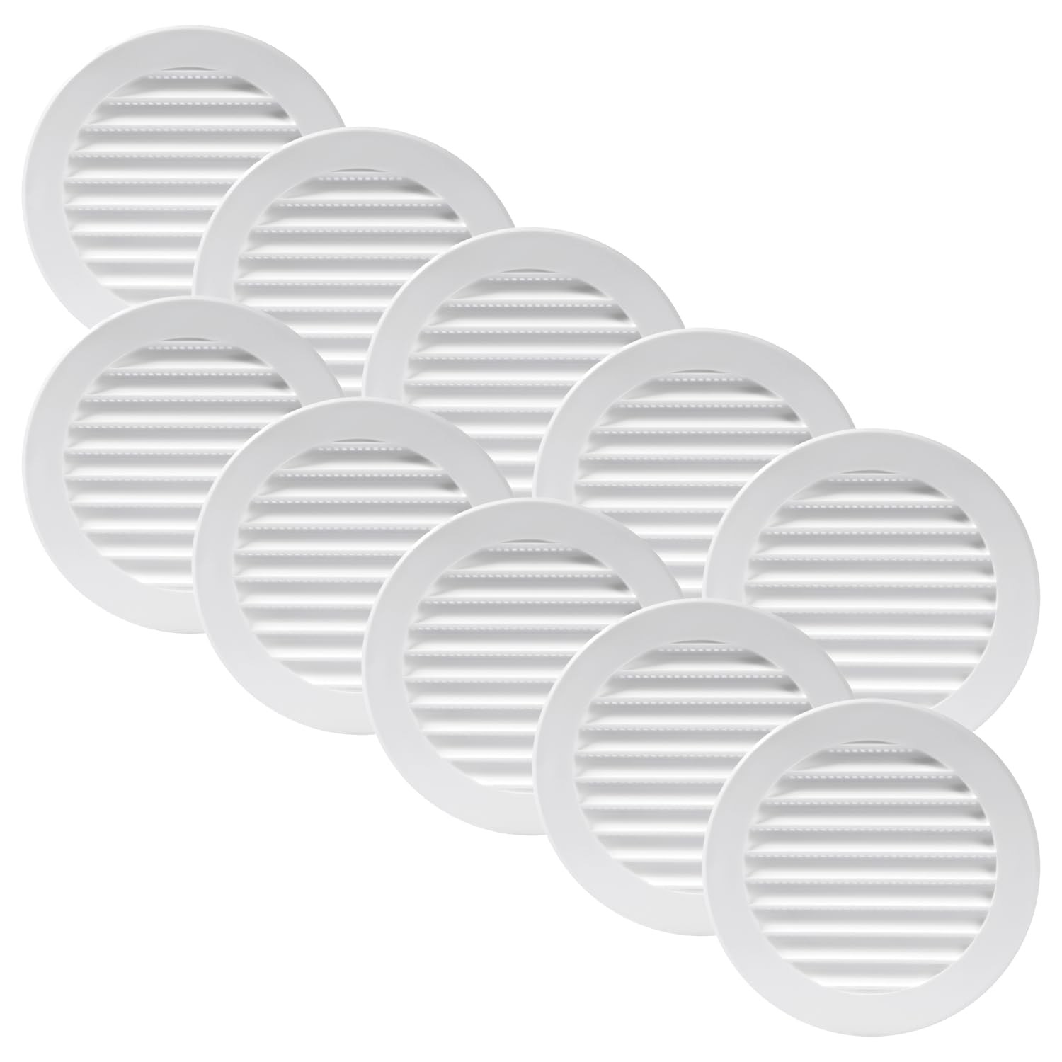 5” Inch – Pack of 10 – White Soffit Vent Cover – Round Intake or Exhaust Ven…