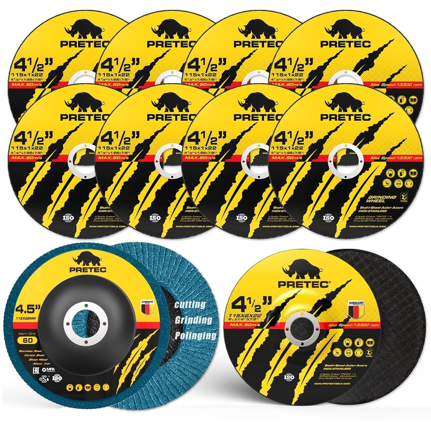 Grinding & Cutting Wheels 4 1/2 inch Set,Angle Grinder Wheel Set,Cut Off Whee…