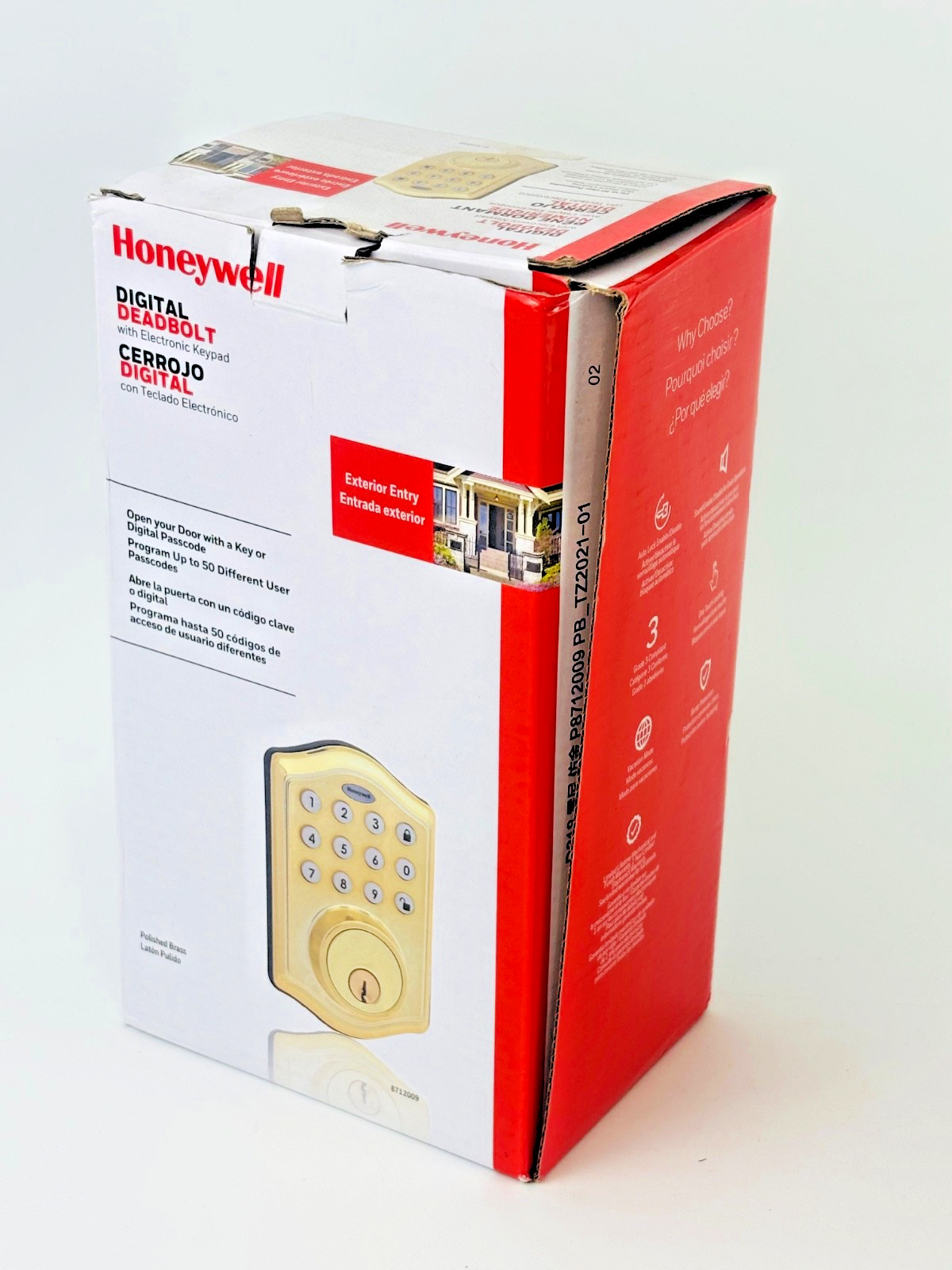 Honeywell Electronic Deadbolt Polished Brass (8712009)