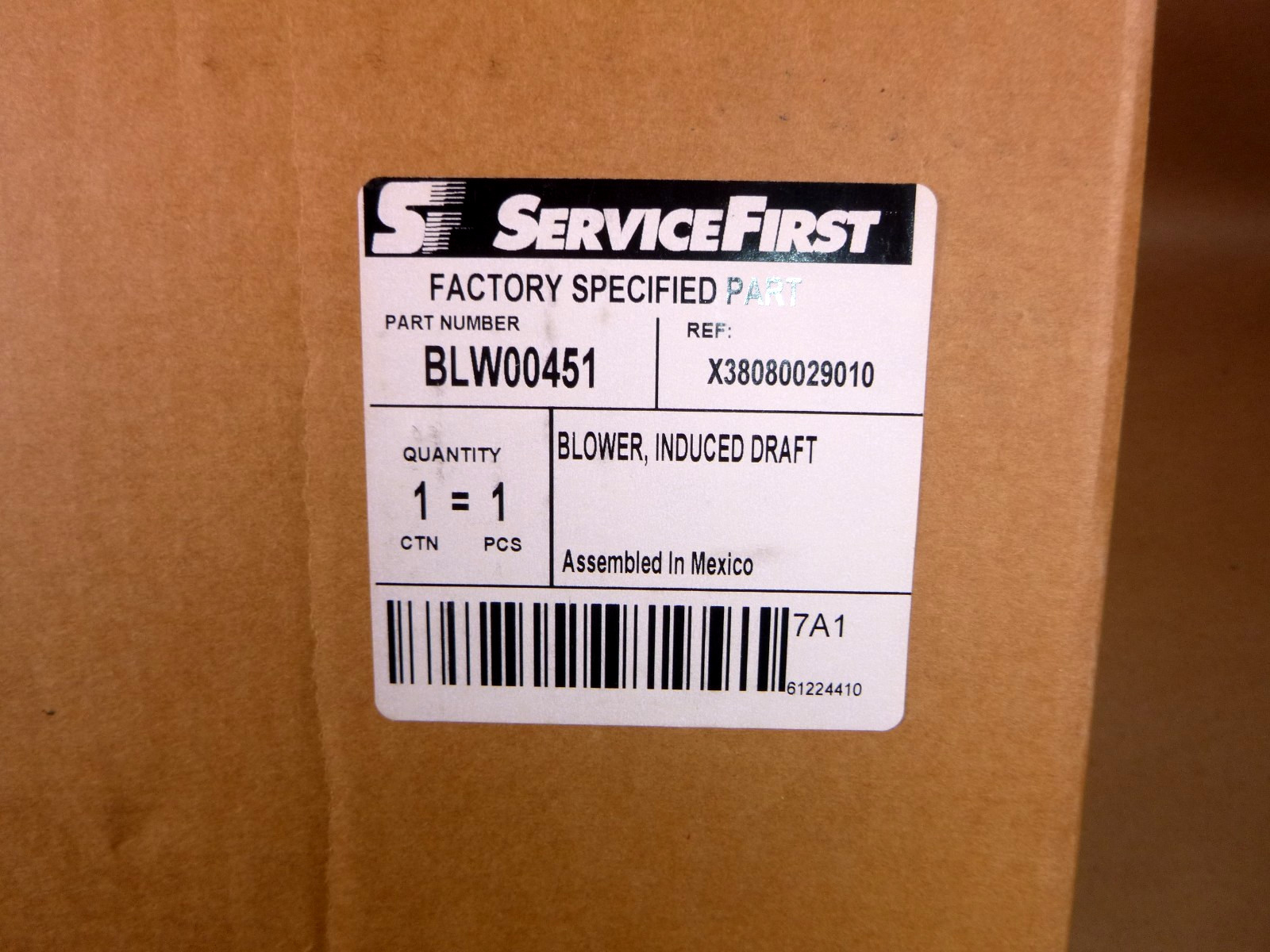 BLW00451 OEM Trane/Service First Combustion Blower Draft Inducer 208-230V 1/35Hp