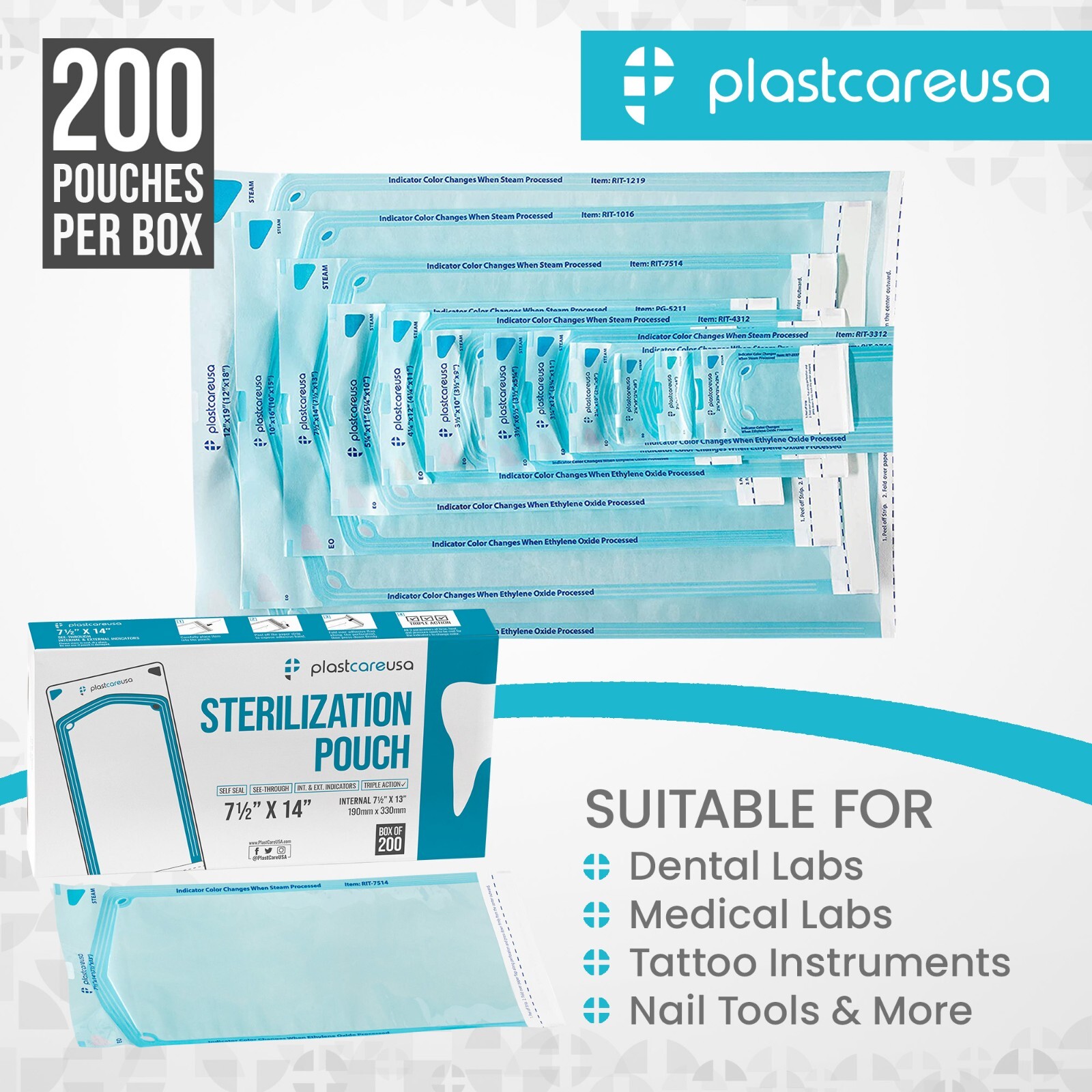 400 7.5″ x 13″ Self-Sealing Sterilization Pouch Tattoo Dental Pouches